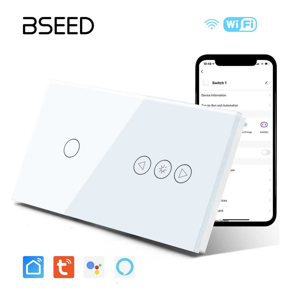 Bseed 1 Gang Smart Wifi Switch With EU Single Wifi Socket 157mm –  Bseedswitch