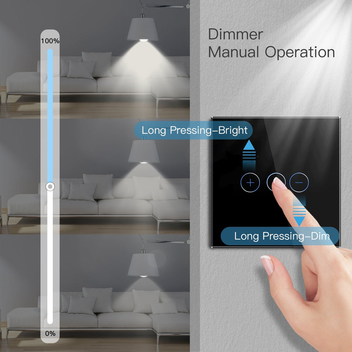 Bseed Eu Standard Touch Sensor Dimmer Switch 1gang 1way Crystal Glass Bseedswitch 0485