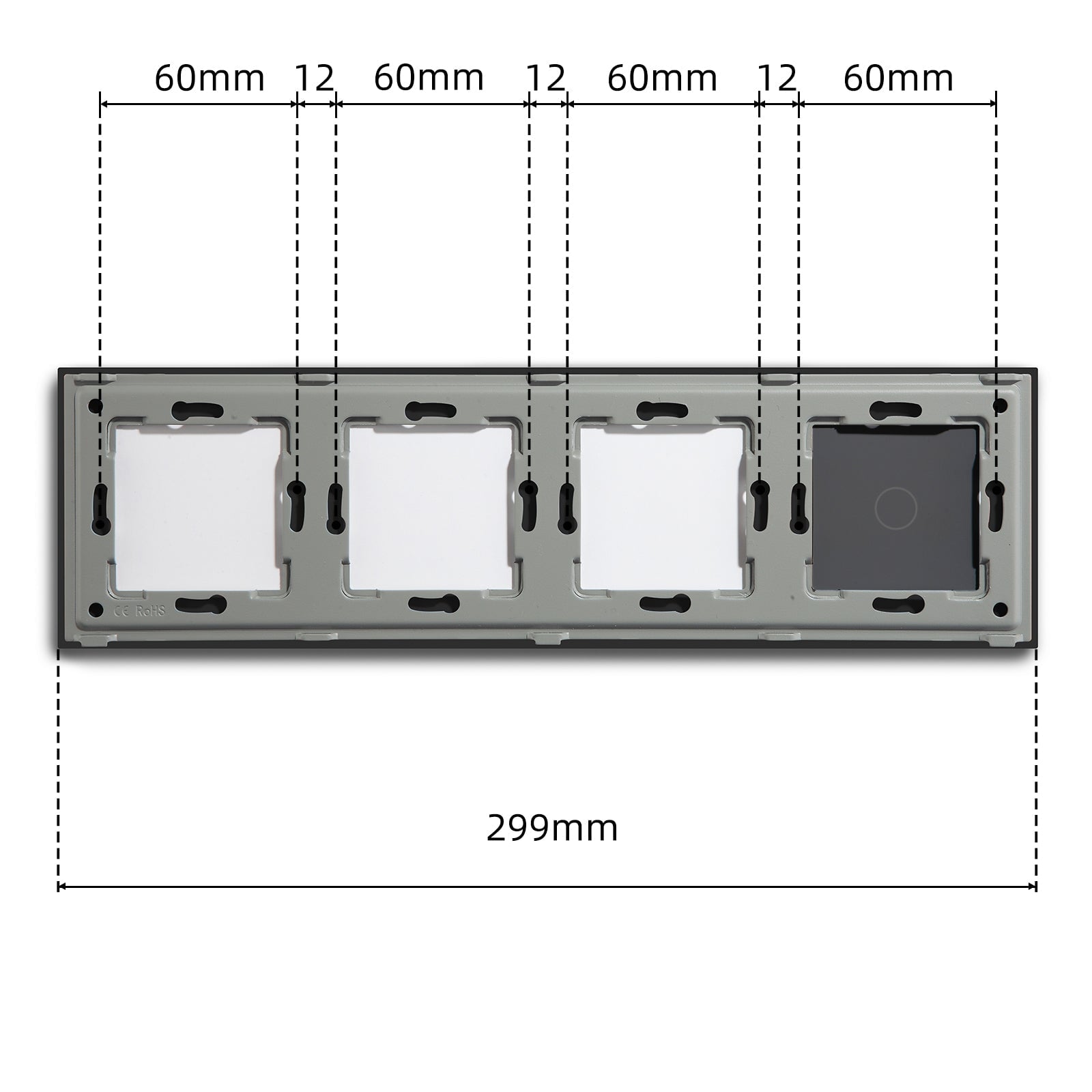 Bseed Panel with Triple Frame Crystal Glass 1/2/3 Gang with 3 Slots Bseedswitch 