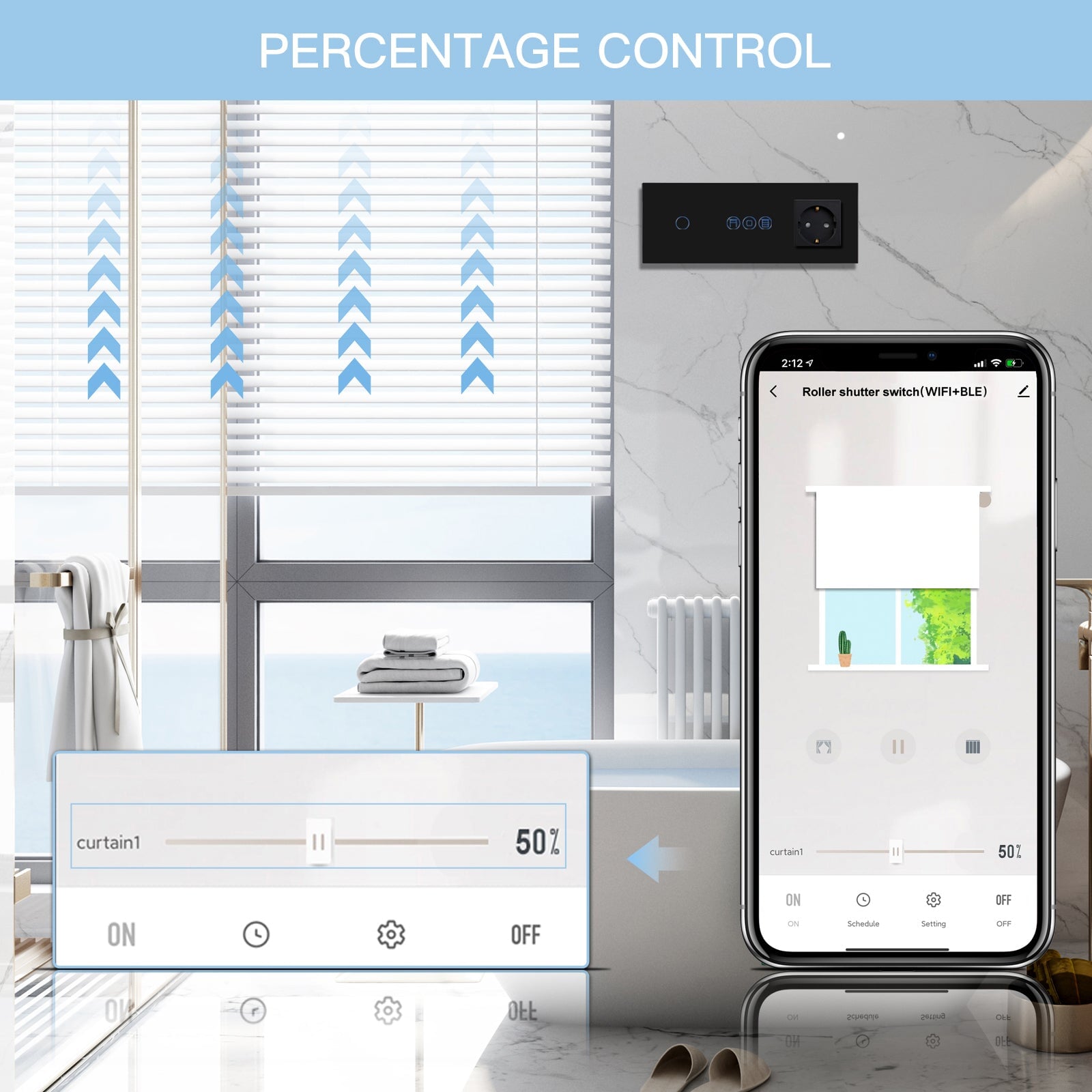 WiFi light switch with roller switch with normal eu socket Light Switches Bseedswitch 