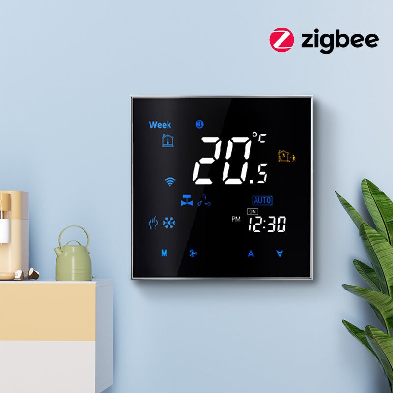 zigbee WiFi Smart Central Air Conditioner Temperature Controller Home Automation Kits Bseedswitch Black 2 Pipe 3 Speed 