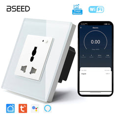 BSEED Smart WiFi Multi-Function Wall Sockets with Energy monitoring Bseedswitch White Signle 