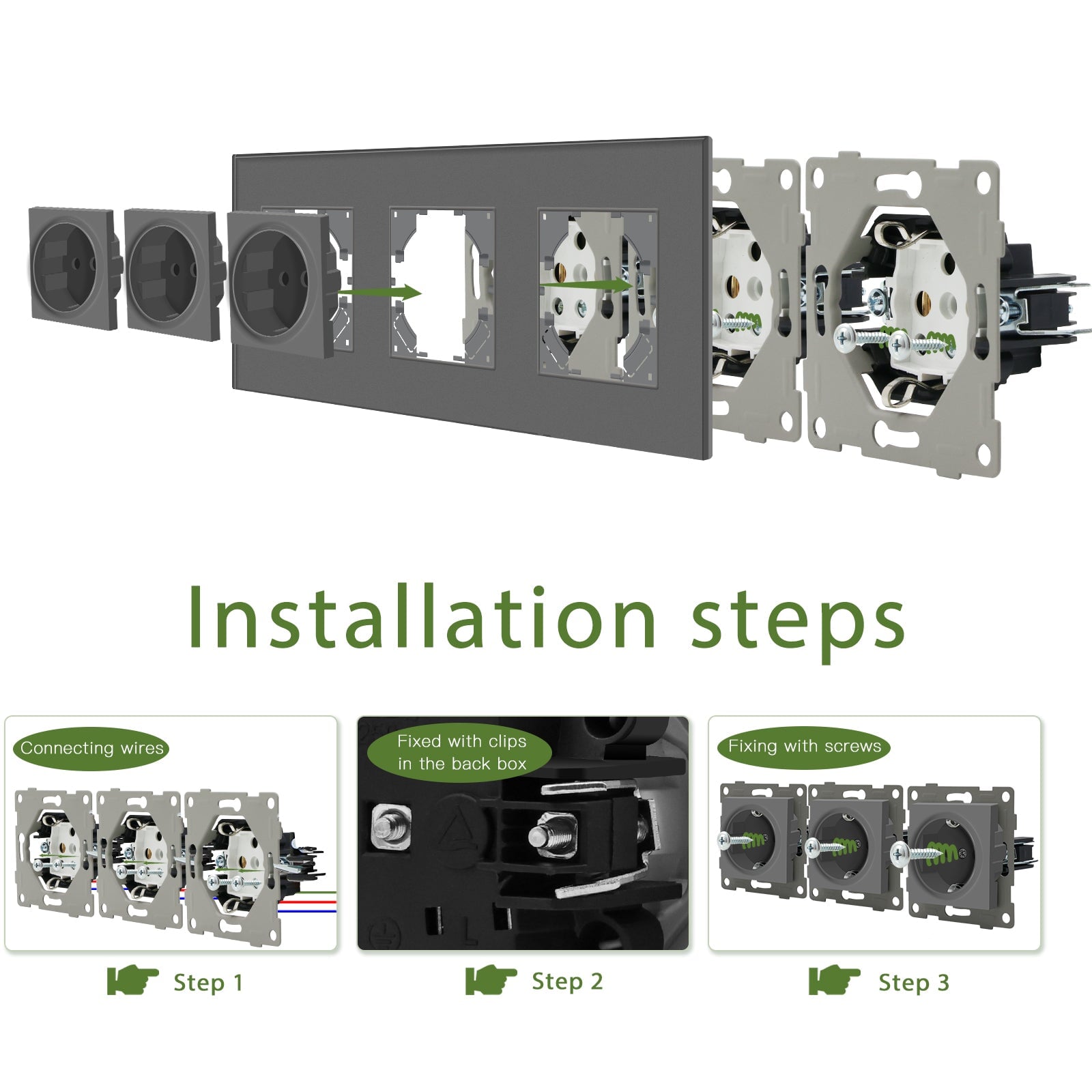 BSEED EU Wall Sockets with clamping technology New Series Power Outlets & Sockets Bseedswitch 