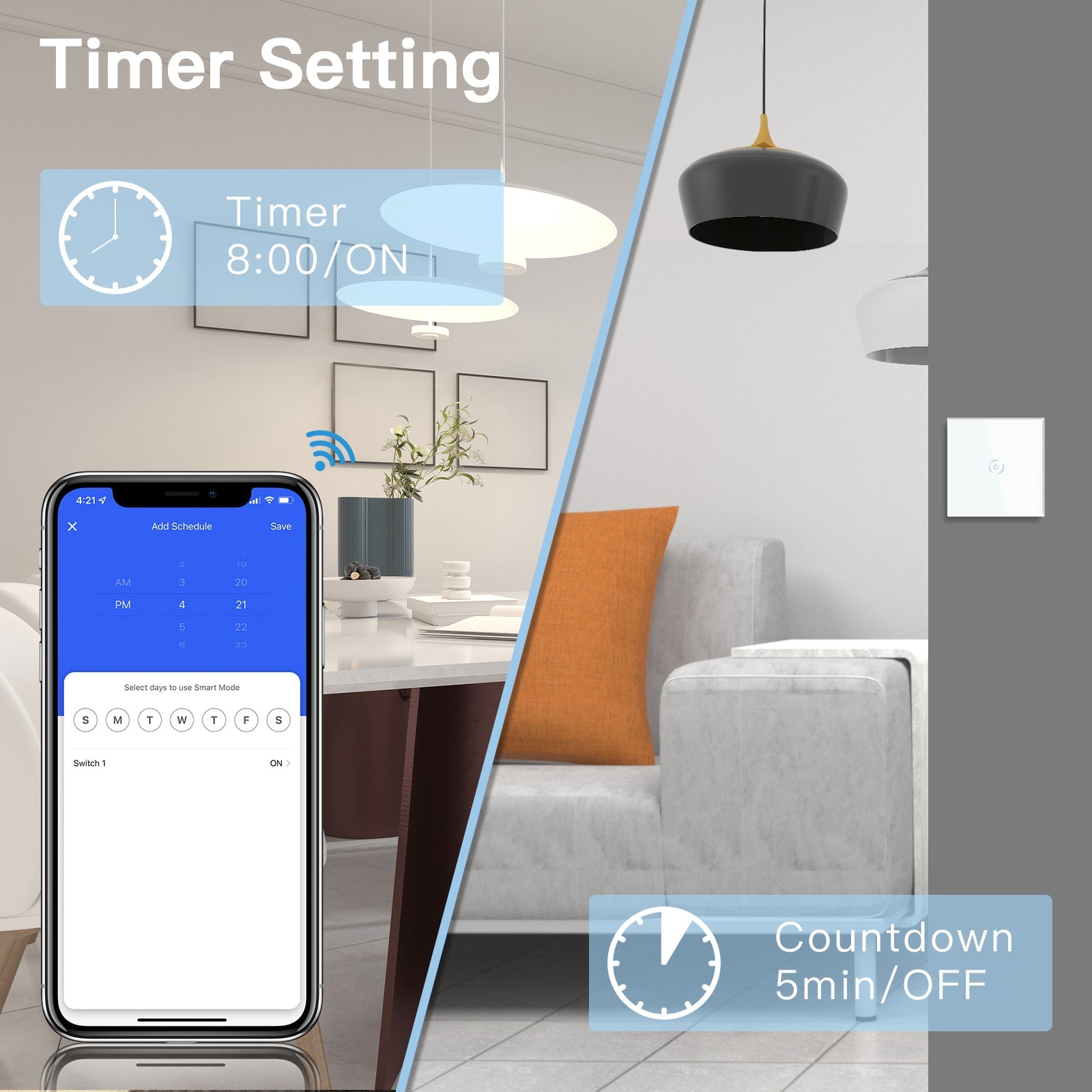 Bseed Smart Wifi Touch Switch 1 Gang 1/2/3 Way Wall Plates & Covers Bseedswitch 