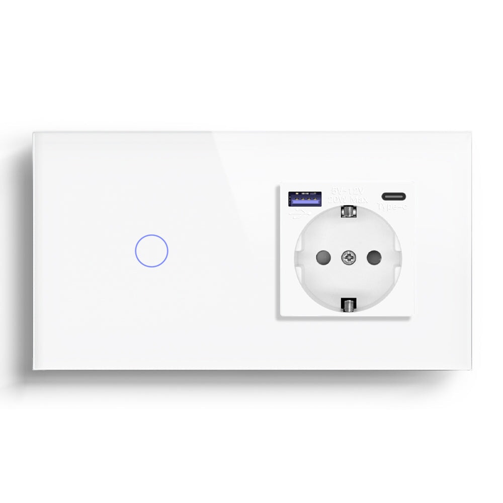 BSEED Light Switch With EU Socket With 20W Type-C Wall Socket Power Outlets & Sockets Bseedswitch 