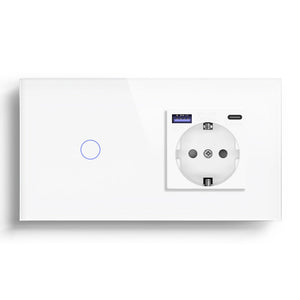 BSEED Light Switch With EU Socket With 20W Type-C Wall Socket Power Outlets & Sockets Bseedswitch 