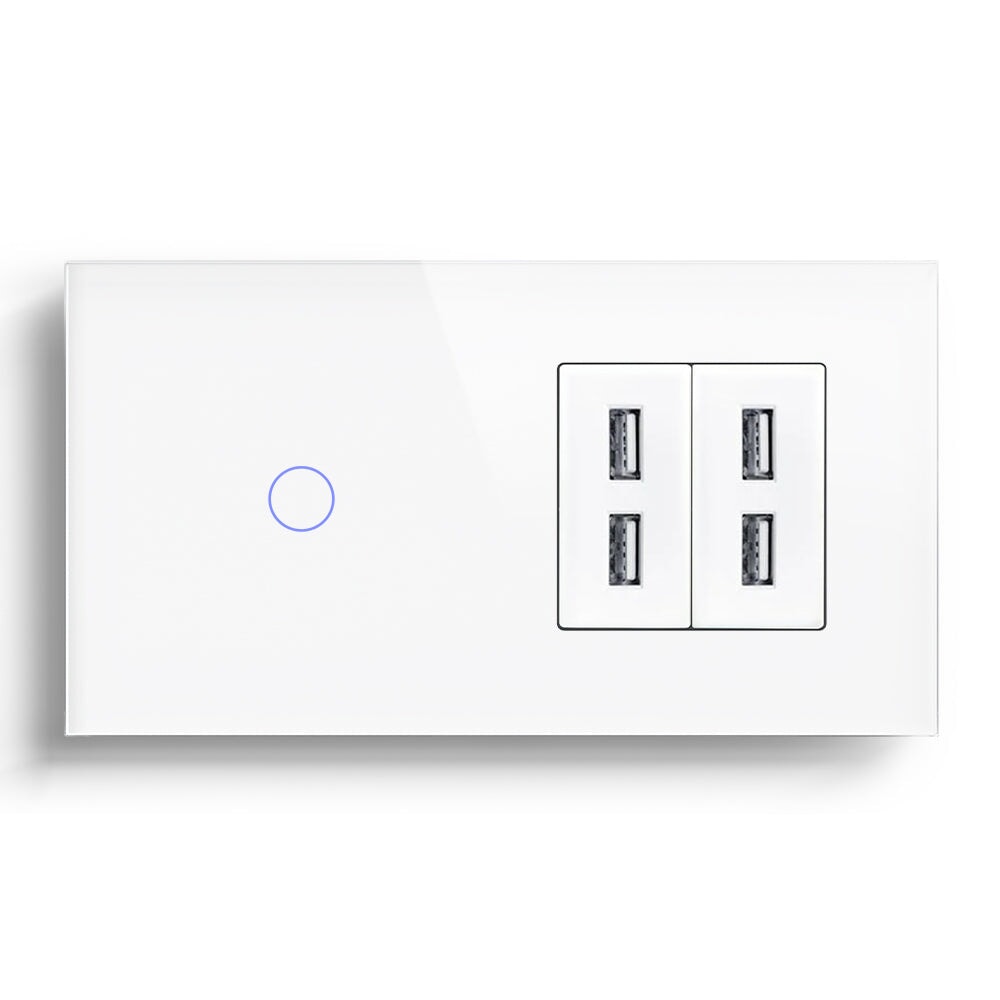 BSEED Touch1/2/3 Gnag 1/2/3 Way Light Switch With 4 USB Wall Socket 2.1A Power Outlets & Sockets Bseedswitch 