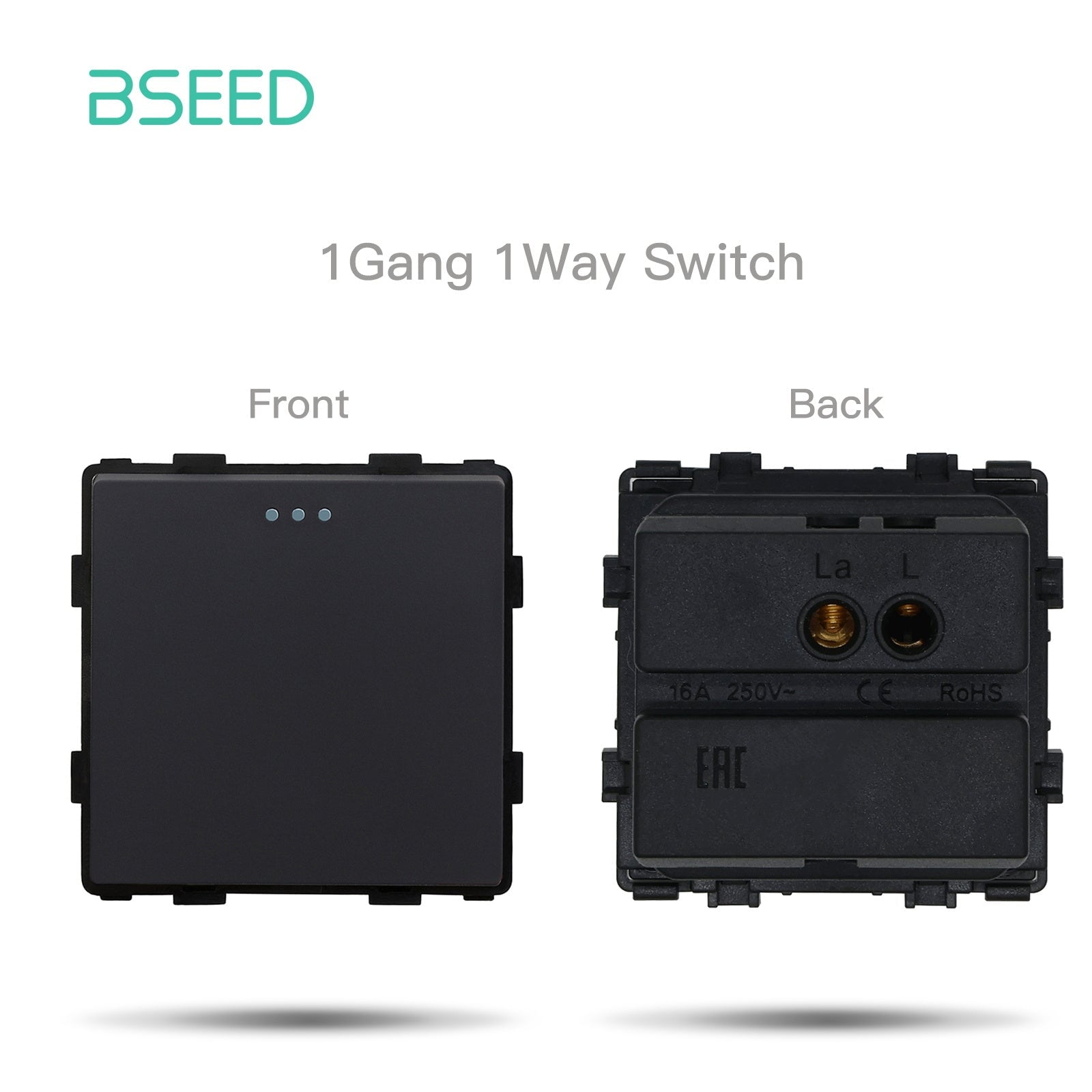 Bseed 1/2/3 Gang 1/2/3 Way Button Light Switch Function Key Touch Control Cross Switch Light Switches Bseedswitch Black 1Gang 1Way