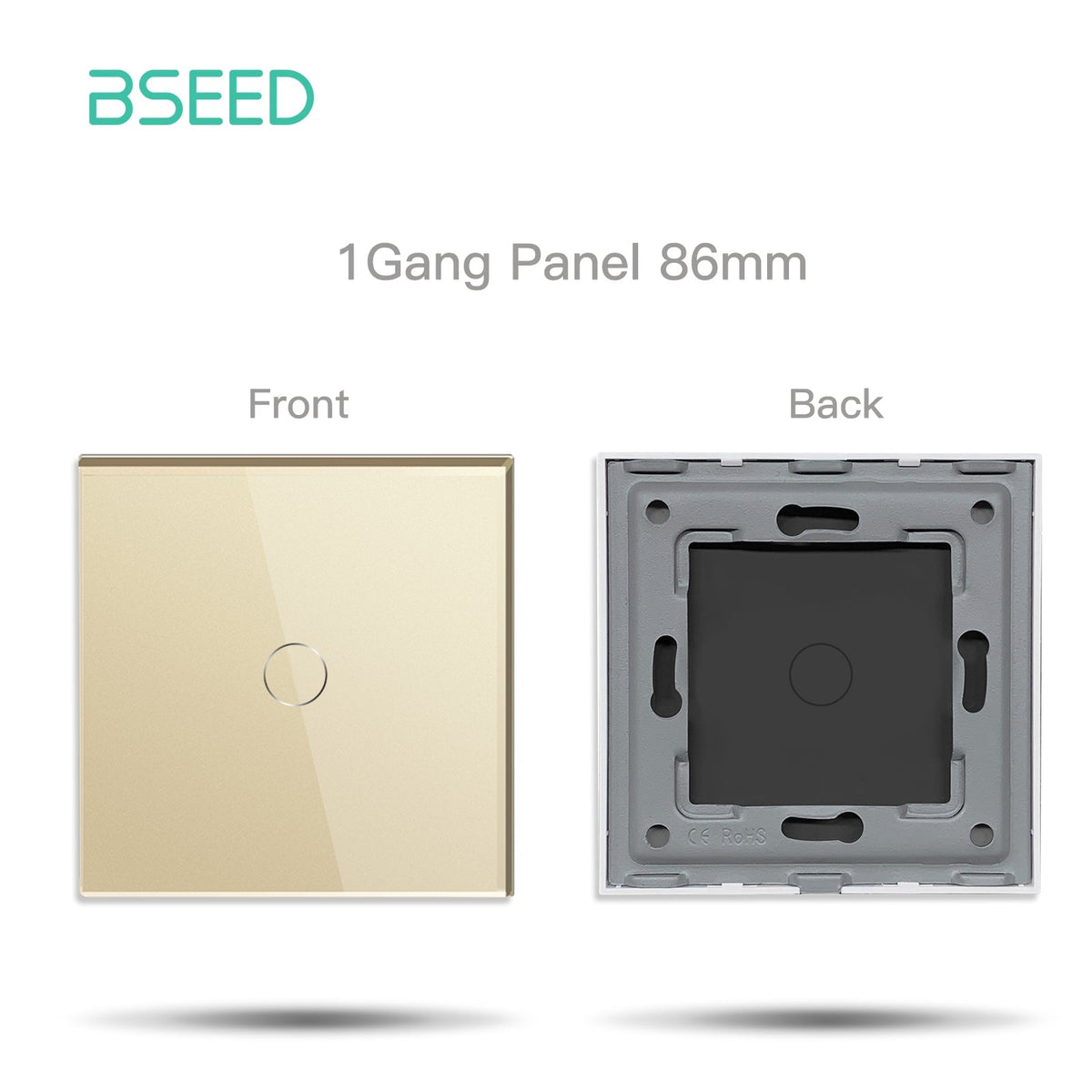 Bseed 86mm Glass Panel Switch DIY Part With Or Without Icon Bseedswitch Golden Touch 1Gang Switch icon Panel 