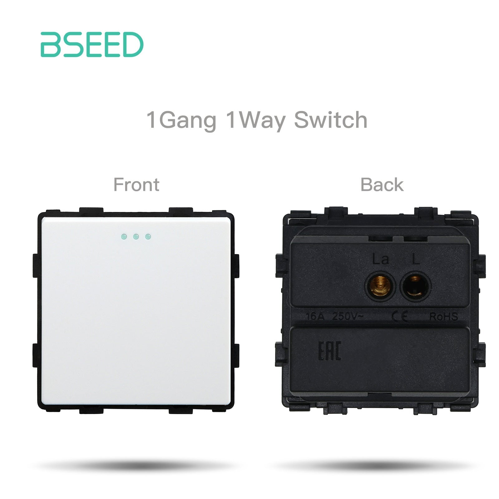 Bseed 1/2/3 Gang 1/2/3 Way Button Light Switch Function Key Touch Control Cross Switch Light Switches Bseedswitch White 1Gang 1Way