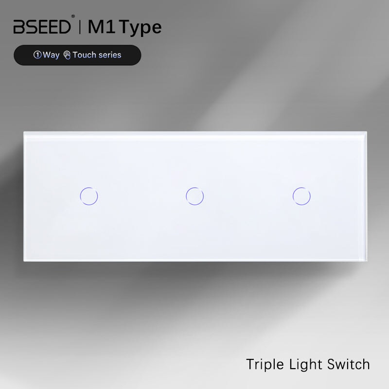 Bseed Triple Touch Switch 1 Way 228mm 300W Wall Plates & Covers Bseedswitch White 1Gang+1Gang +1Gang 