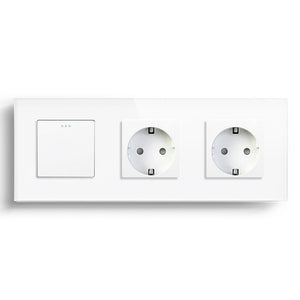 BSEED 1/2/3 Gang 1/2 Way Light Switch With Normal Eu Socket Power Outlets & Sockets Bseedswitch 