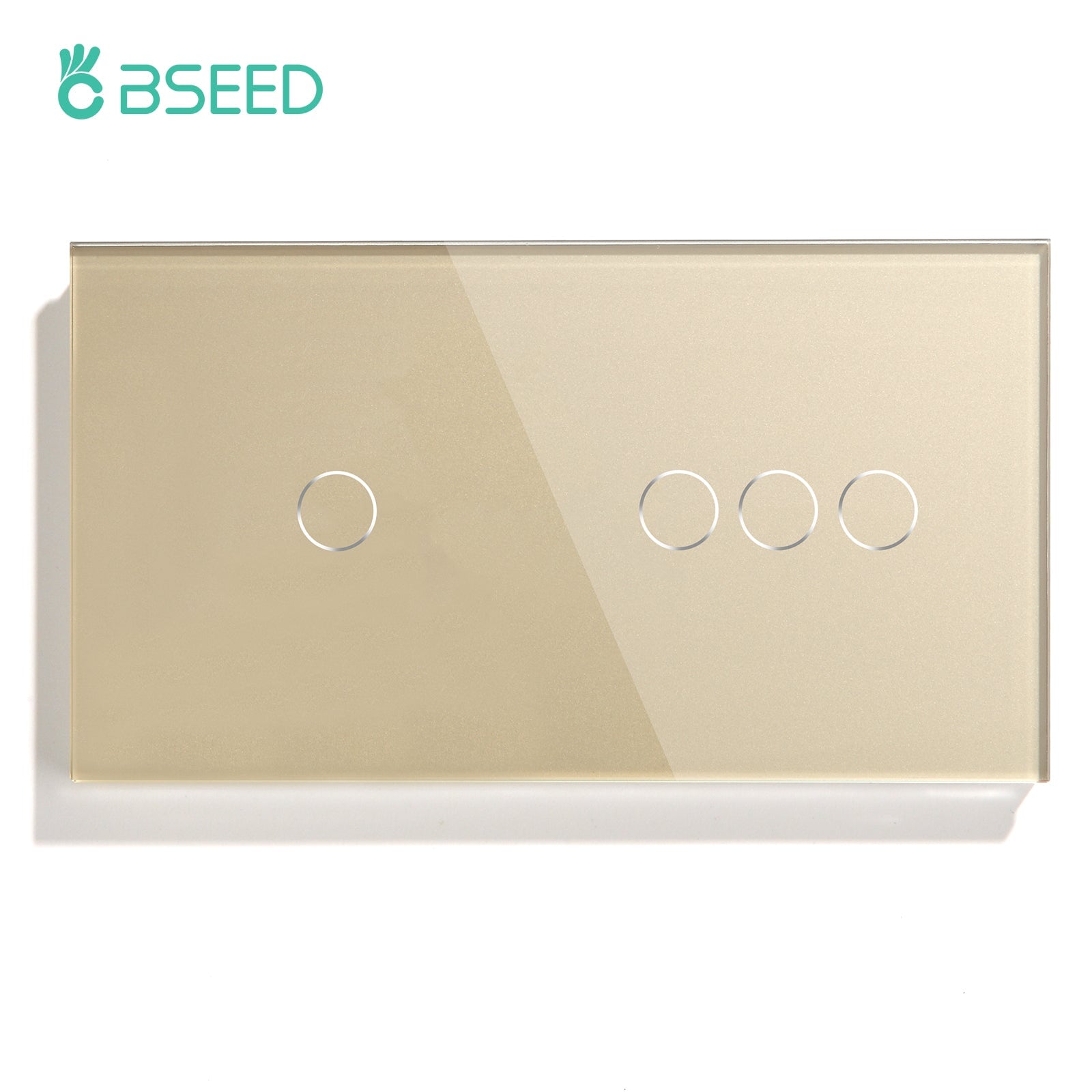 Bseed Double Touch Switch 1/2/3 Way 157mm 300W Wall Plates & Covers Bseedswitch Golden 1Gang + 3Gang 1Way