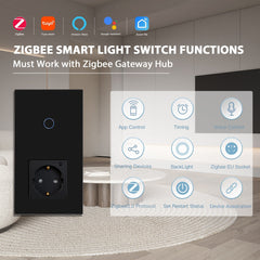 Bseed Zigbee Light Switch 1/2/3 Way With Zigbee Socket with Metering Light Switches Bseedswitch 