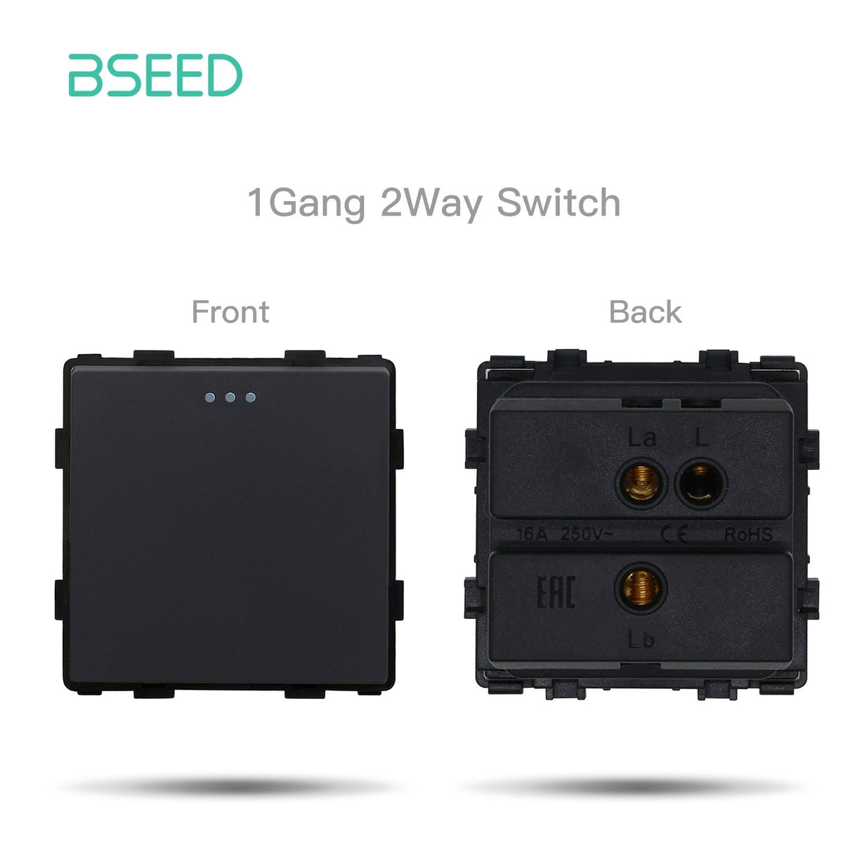 Bseed 1/2/3 Gang 1/2/3 Way Button Light Switch Function Key Touch Control Cross Switch Light Switches Bseedswitch Black 1Gang 2Way