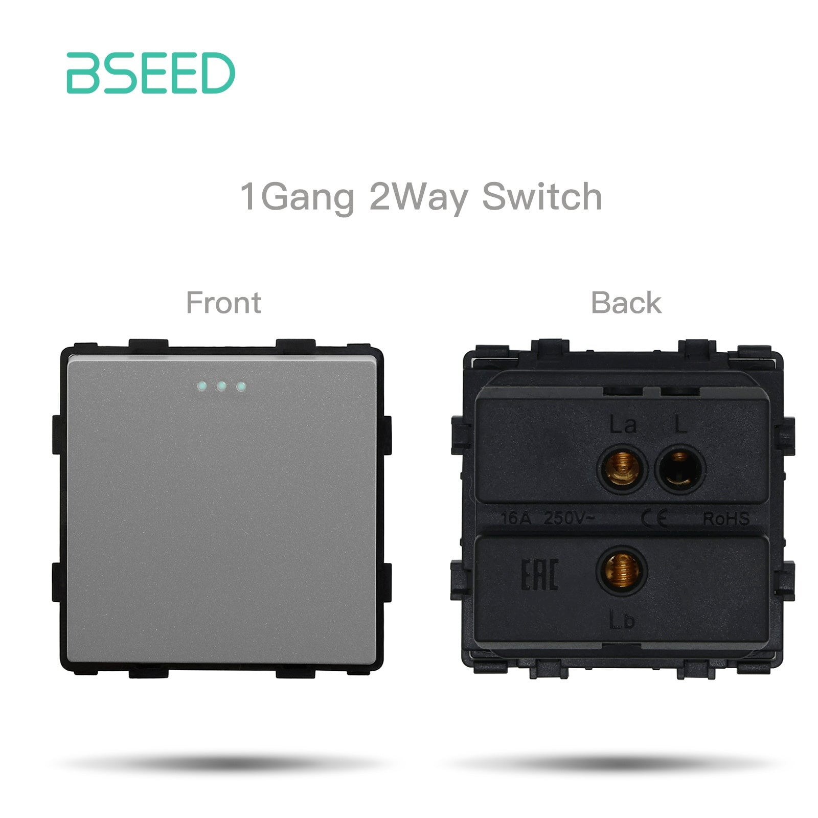 Bseed 1/2/3 Gang 1/2/3 Way Button Light Switch Function Key Touch Control Cross Switch Light Switches Bseedswitch Grey 1Gang 2Way