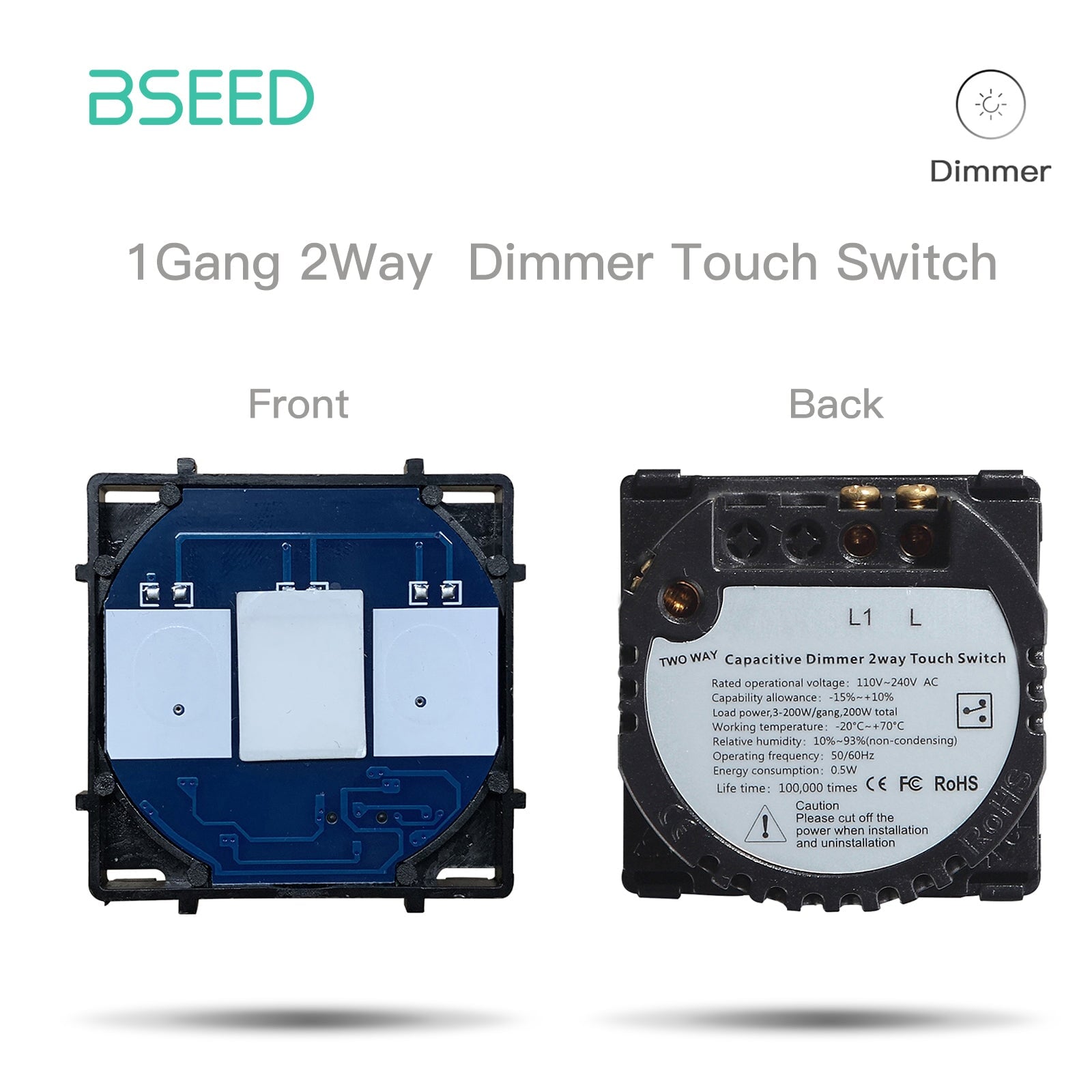 Bseed Dimmer Switch Panel Insert Part and Function Key Wall Plates & Covers Bseedswitch 1Gang 2 Way TouchDimmer Function Key 