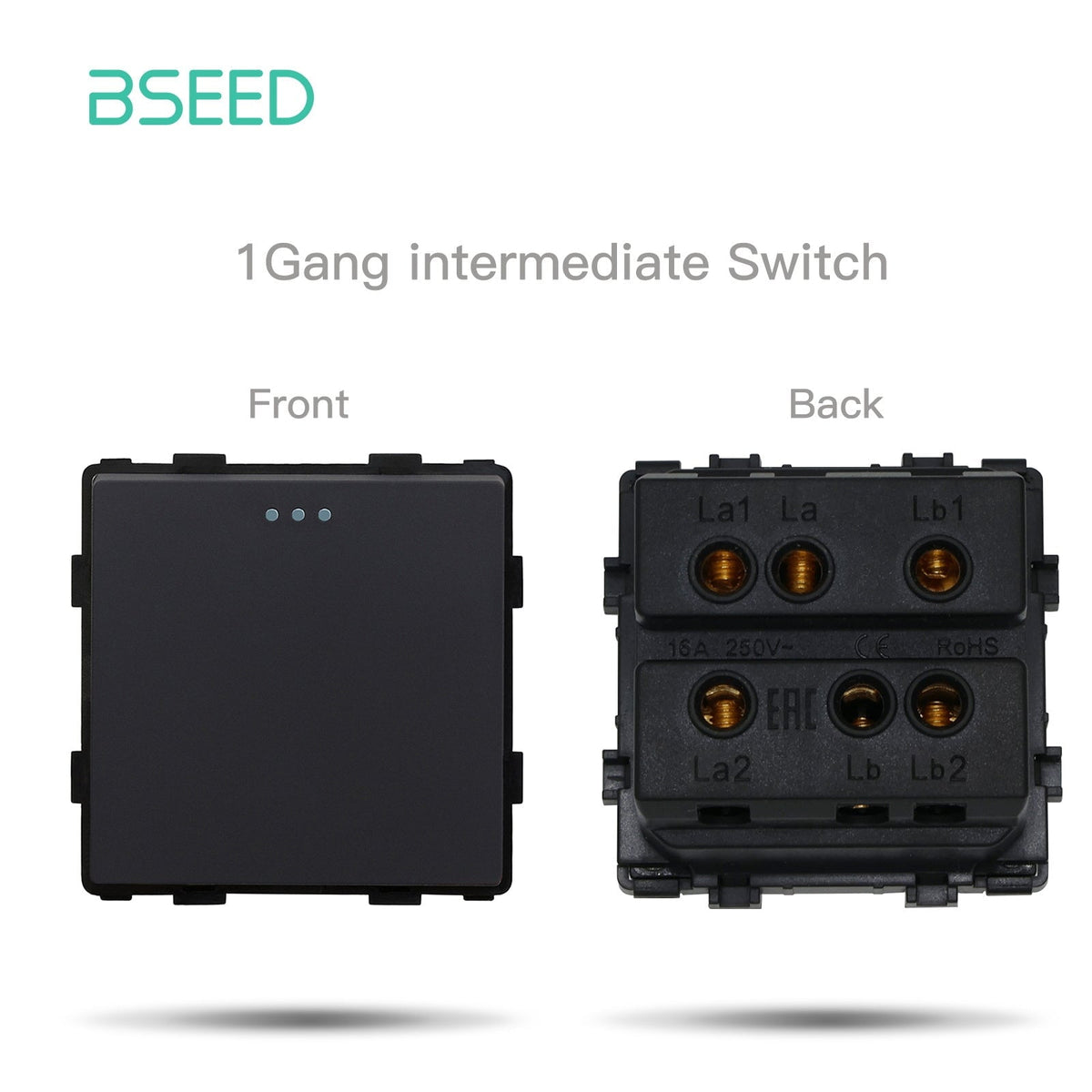 Bseed 1/2/3 Gang 1/2/3 Way Button Light Switch Function Key Touch Control Cross Switch Light Switches Bseedswitch Black 1Gang 3Way