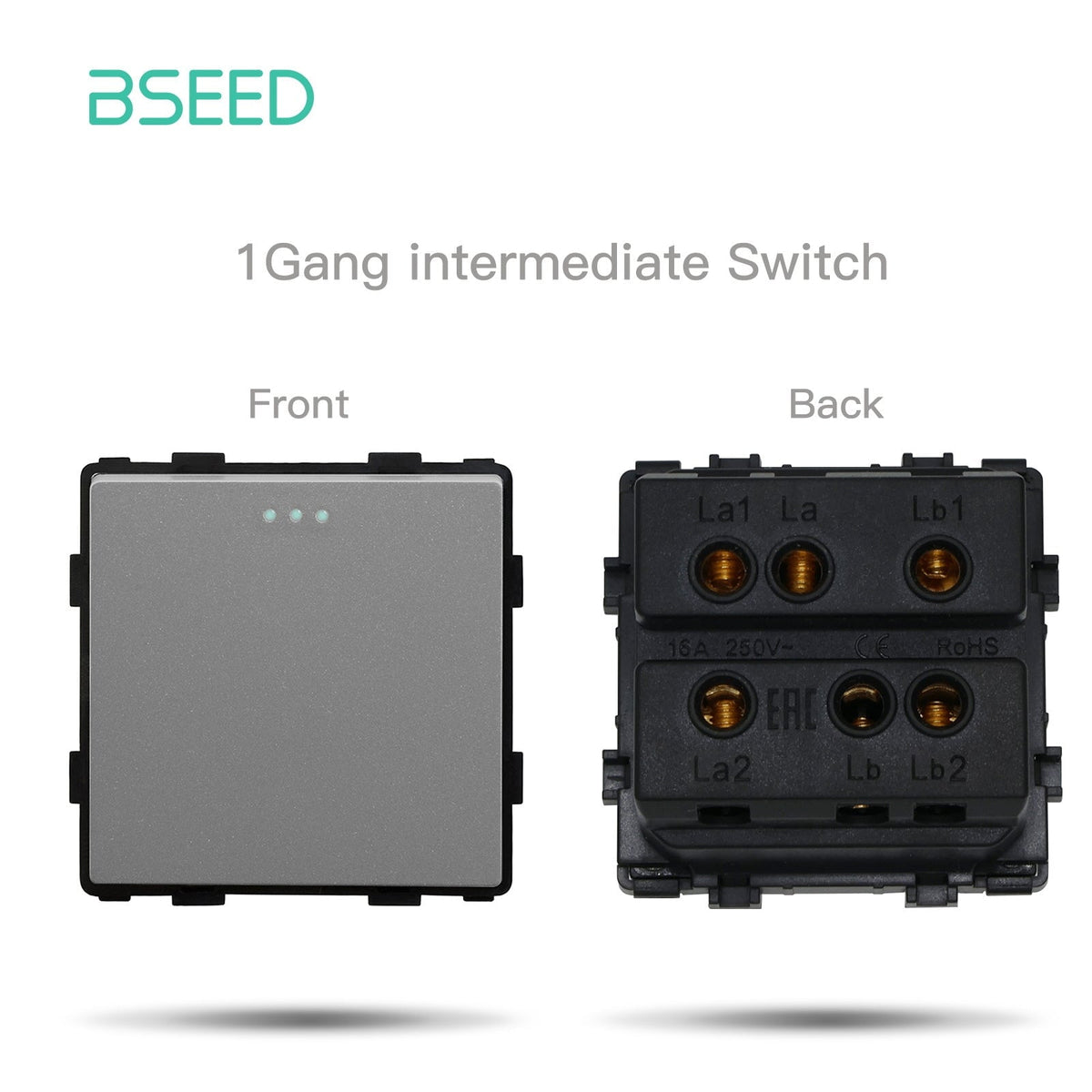 Bseed 1/2/3 Gang 1/2/3 Way Button Light Switch Function Key Touch Control Cross Switch Light Switches Bseedswitch Grey 1Gang 3Way