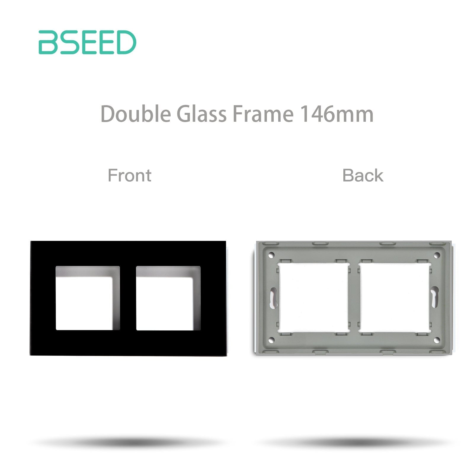 Bseed Crystal Glass Frames Socket Frame 4 Color 1/2/3/4/5 Slotes DIY Part Wall Jacks & Braces Bseedswitch Black Double(UK standard 146mm) 