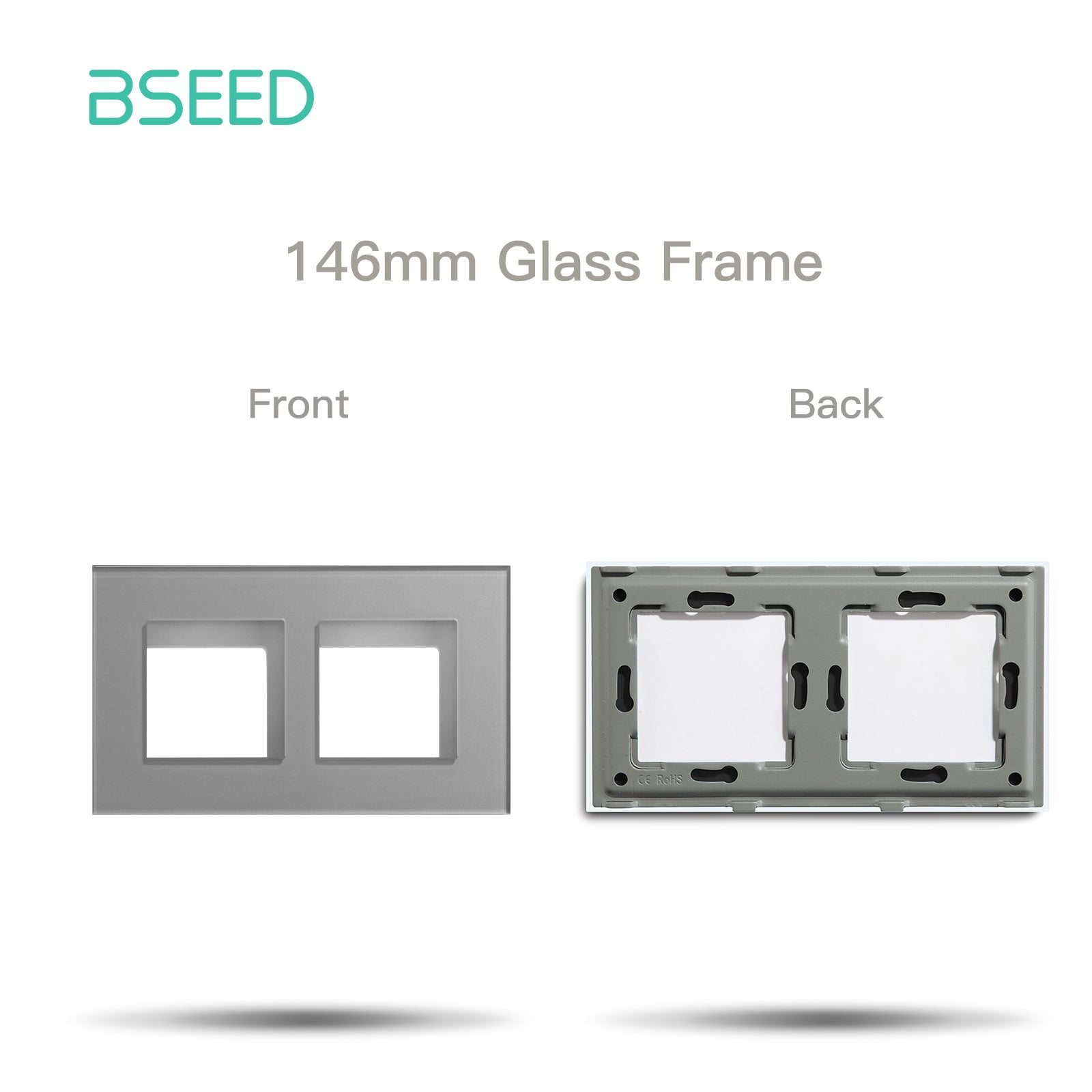 Bseed Crystal Glass Frames Socket Frame 4 Color 1/2/3/4/5 Slotes DIY Part Wall Jacks & Braces Bseedswitch Grey Double(UK standard) 