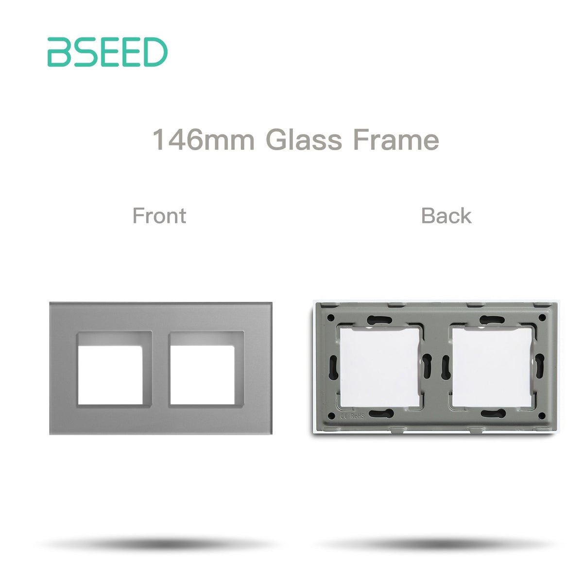 Bseed Crystal Glass Frames Socket Frame 4 Color 1/2/3/4/5 Slotes DIY Part Wall Jacks & Braces Bseedswitch Grey Double(UK standard 146mm) 