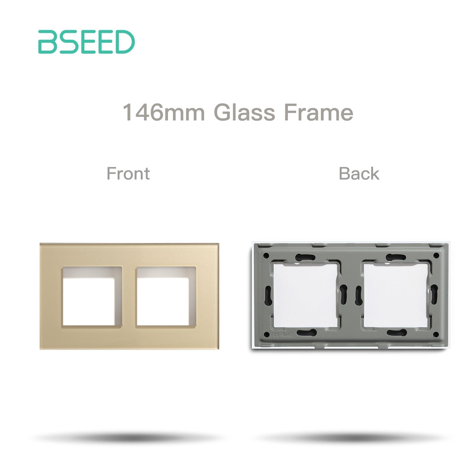 Bseed Crystal Glass Frames Socket Frame 4 Color 1/2/3/4/5 Slotes DIY Part Wall Jacks & Braces Bseedswitch Gold Double(UK standard 146mm) 