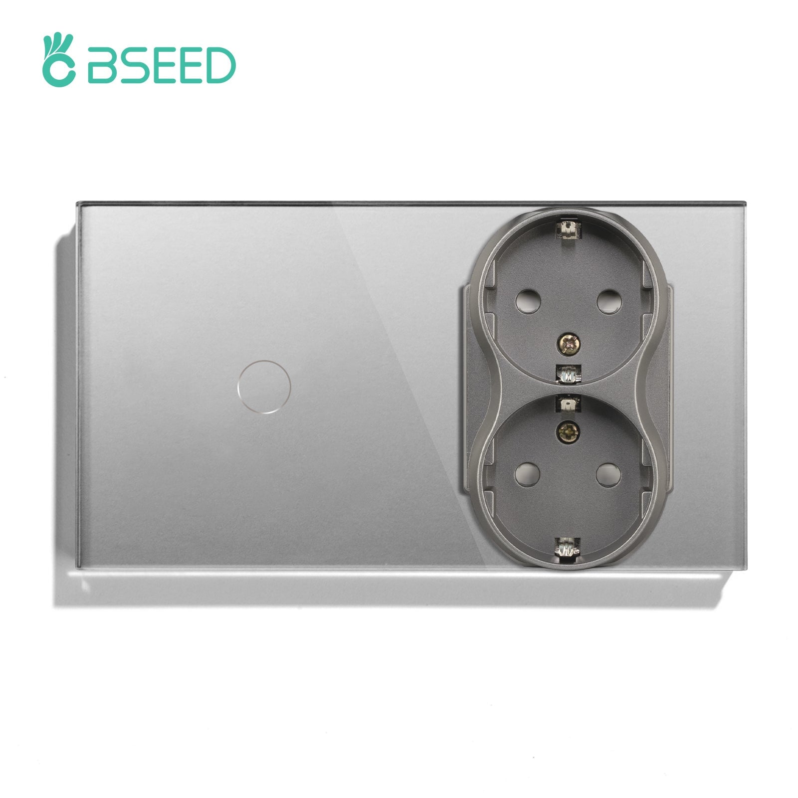 Bseed 1/2/3 Gang 1/2/3 Way Touch Light Switch with Double Eu Socket 300W Wall Plates & Covers Bseedswitch Grey 1 Gang 1 Way