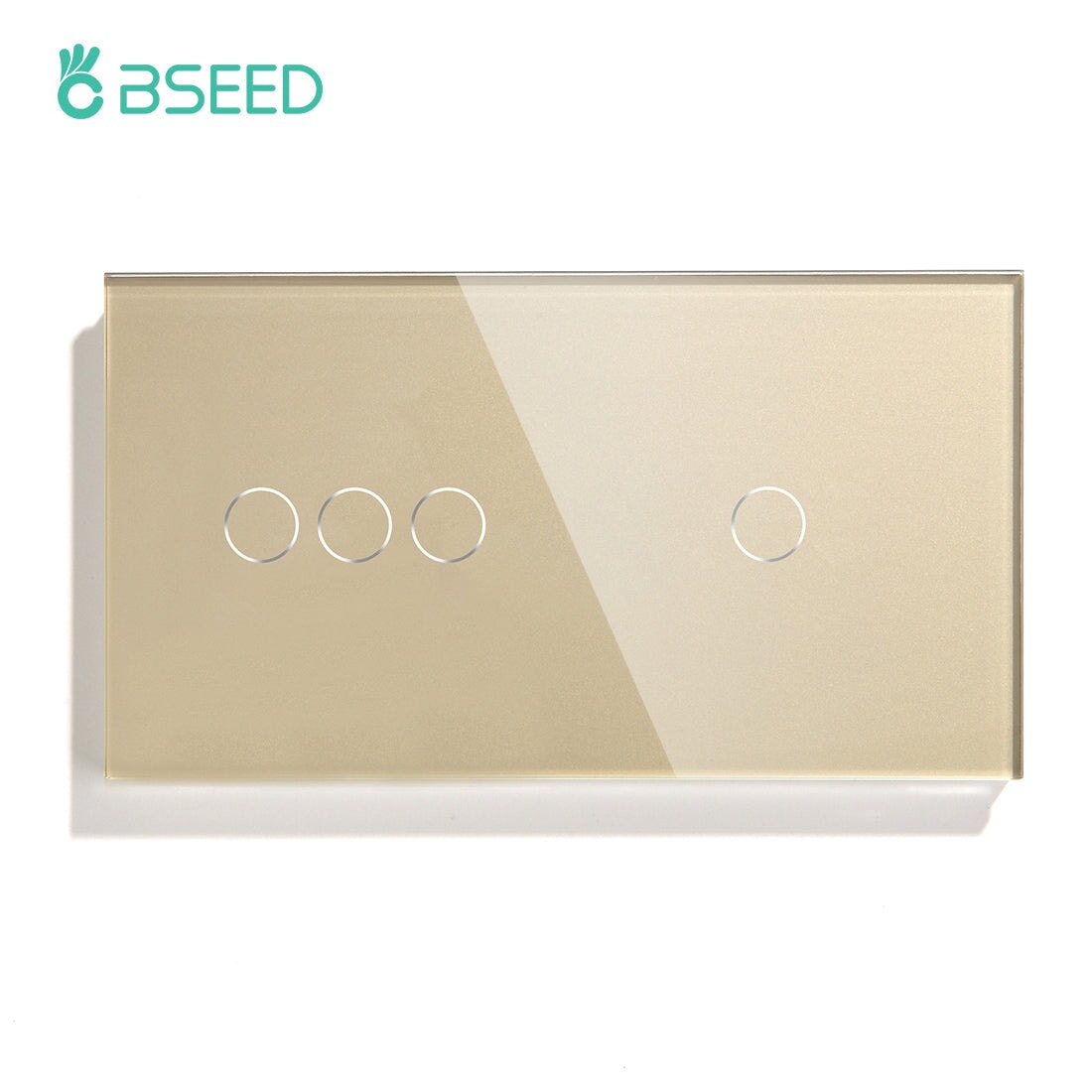 Bseed Double Touch Switch 1/2/3 Way 157mm 300W Wall Plates & Covers Bseedswitch Golden 3Gang + 1Gang 1Way