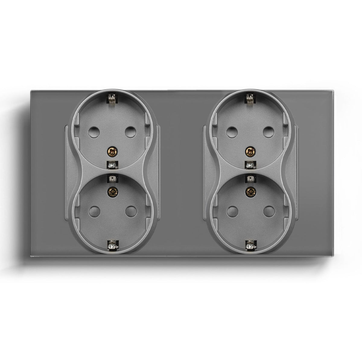 BSEED EU Double Sockets Power Wall Outlet Home Wall Power Sockets Glass Panel Power Outlets & Sockets Bseedswitch Grey Double 