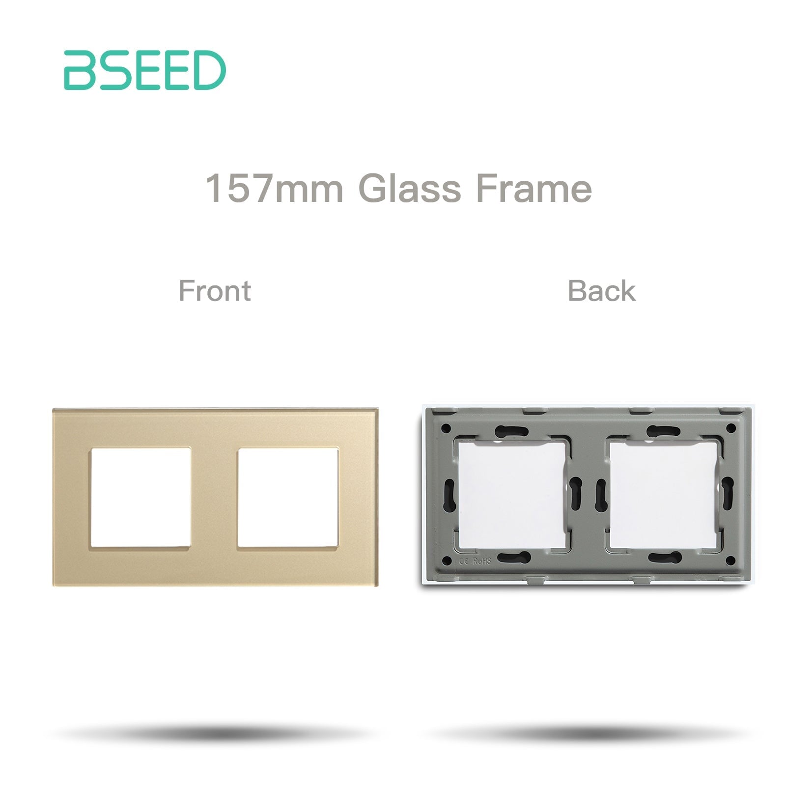 Bseed Crystal Glass Frames Socket Frame 4 Color 1/2/3/4/5 Slotes DIY Part Wall Jacks & Braces Bseedswitch Gold Double 