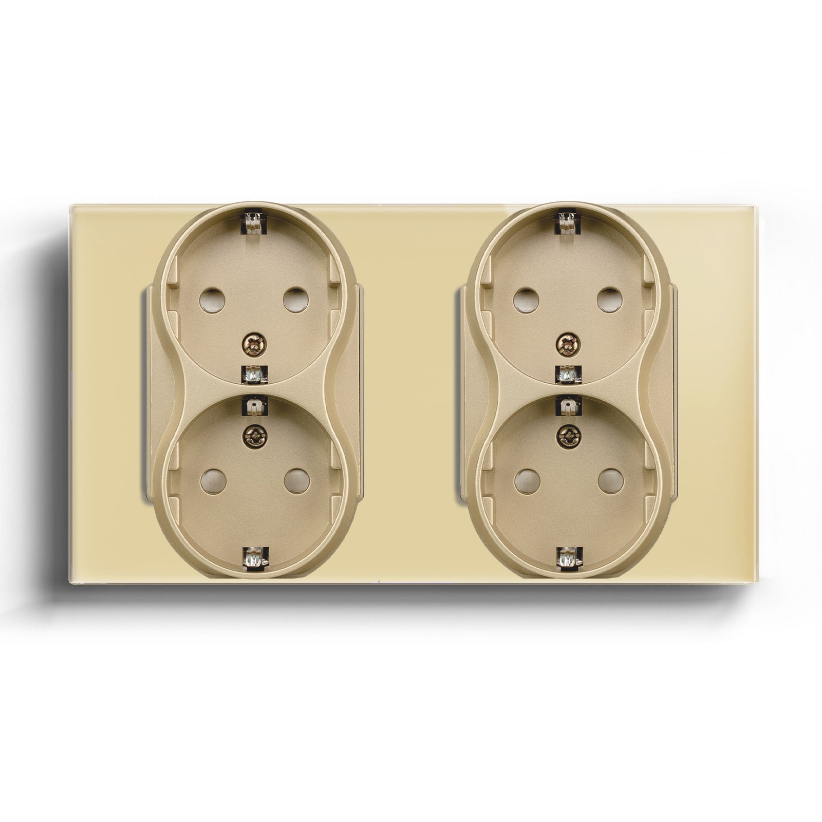 BSEED EU Double Sockets Power Wall Outlet Home Wall Power Sockets Glass Panel Power Outlets & Sockets Bseedswitch Gold Double 