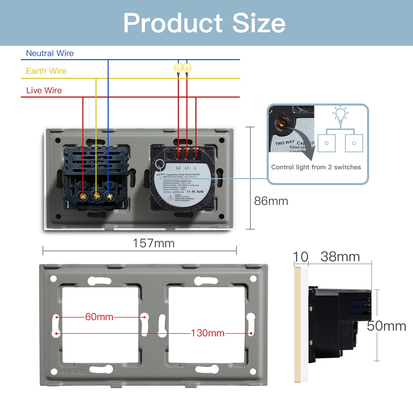 BSEED Light Switch With EU Socket With 20W Type-C Wall Socket Power Outlets & Sockets Bseedswitch 