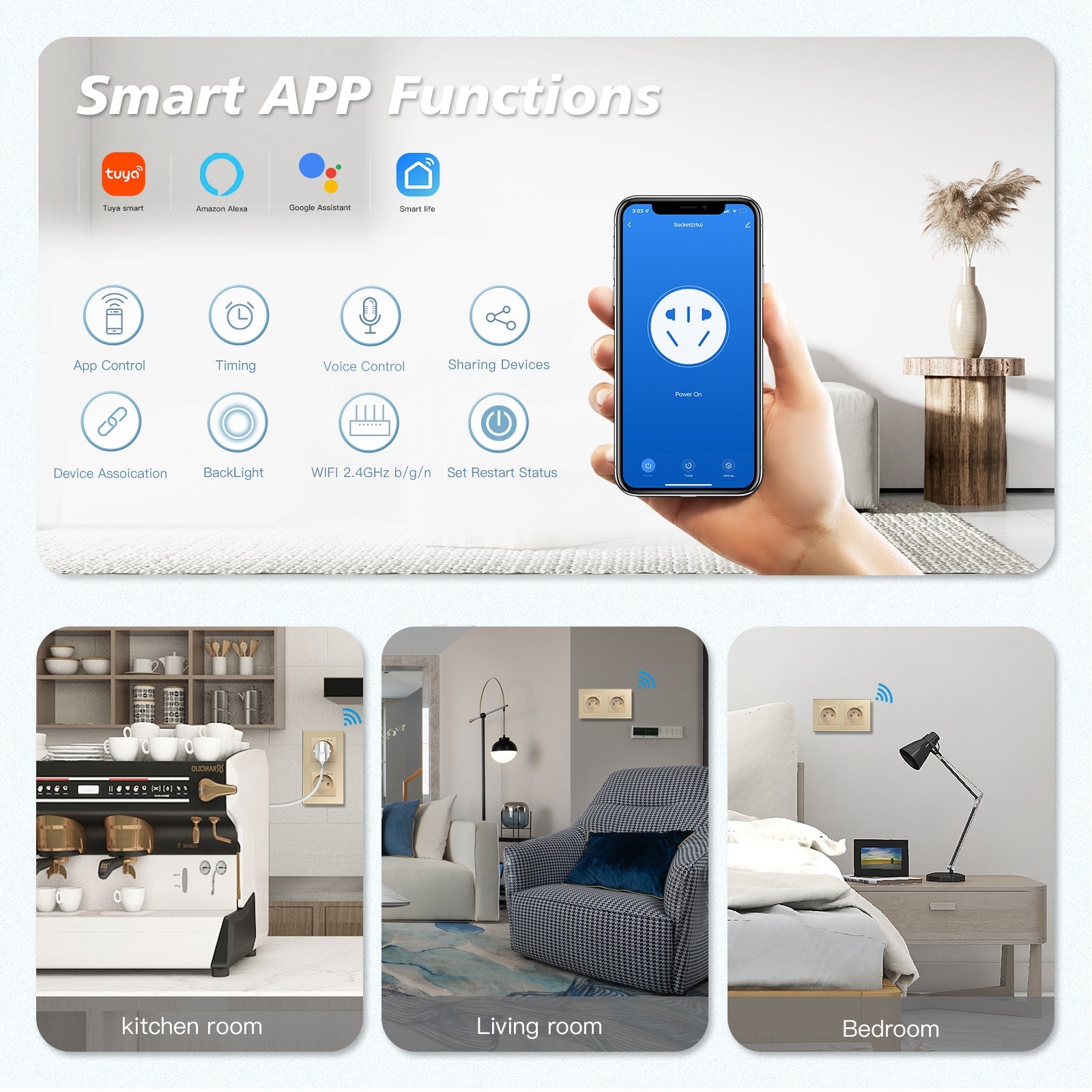 Bseed Wifi FR Standard Socket Wall Sockets With Energy Monitoring Power Outlets & Sockets Bseedswitch 