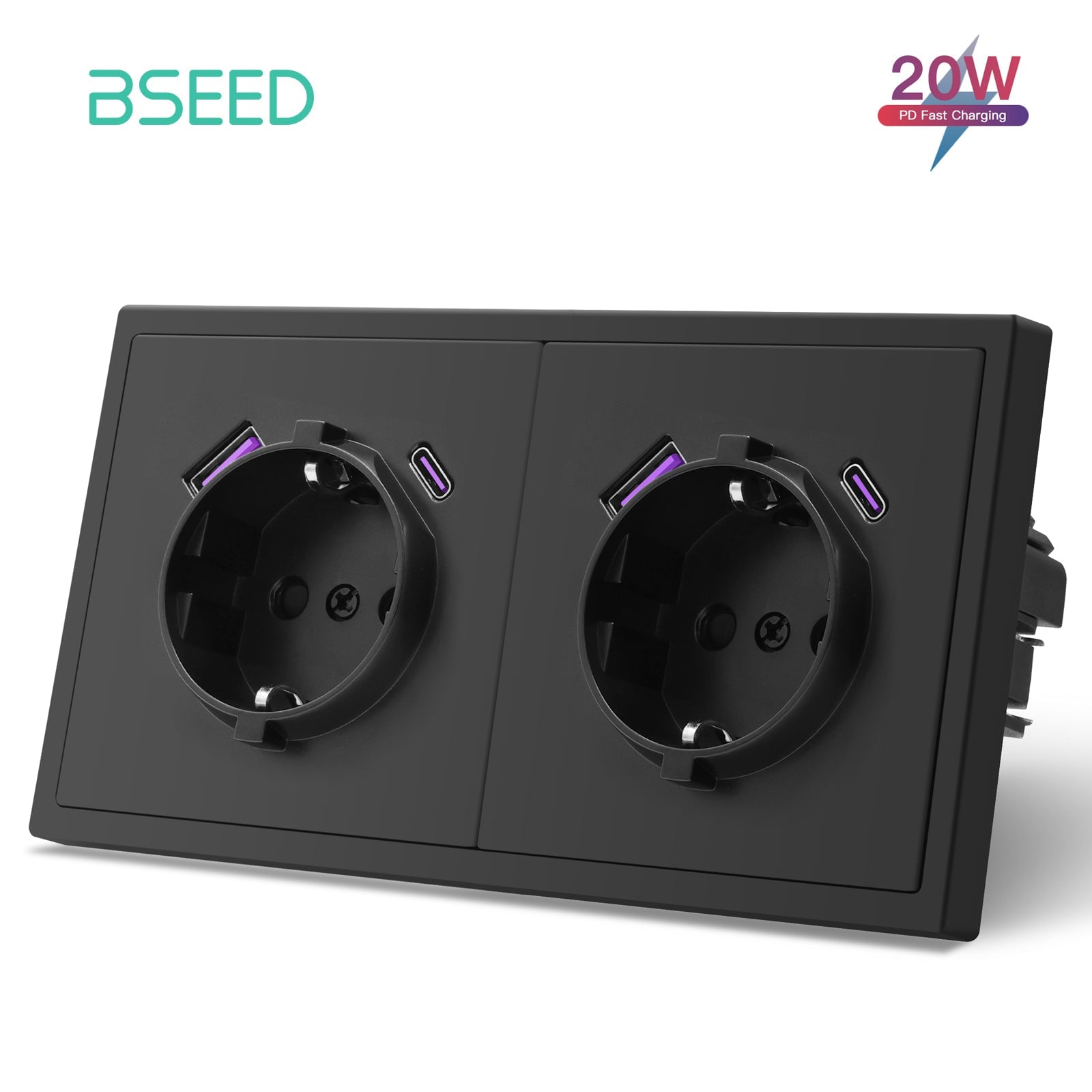 20W Eu Socket With USB&C With Clamping Technique Power Outlets & Sockets Bseedswitch 