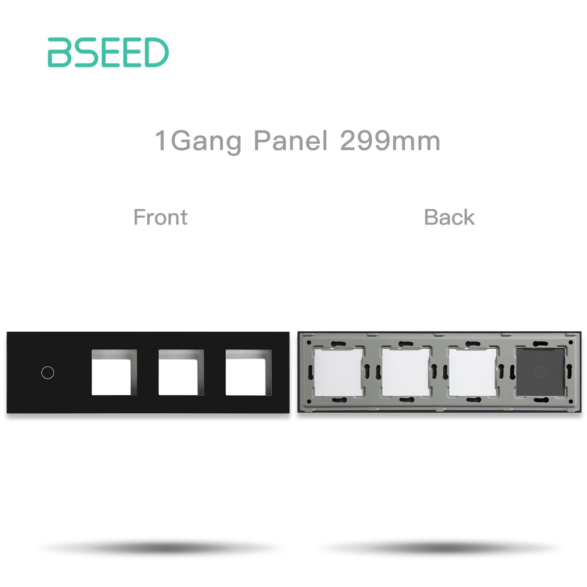 Bseed Panel with Triple Frame Crystal Glass 1/2/3 Gang with 3 Slots Bseedswitch Black 1Gang + 3slots 