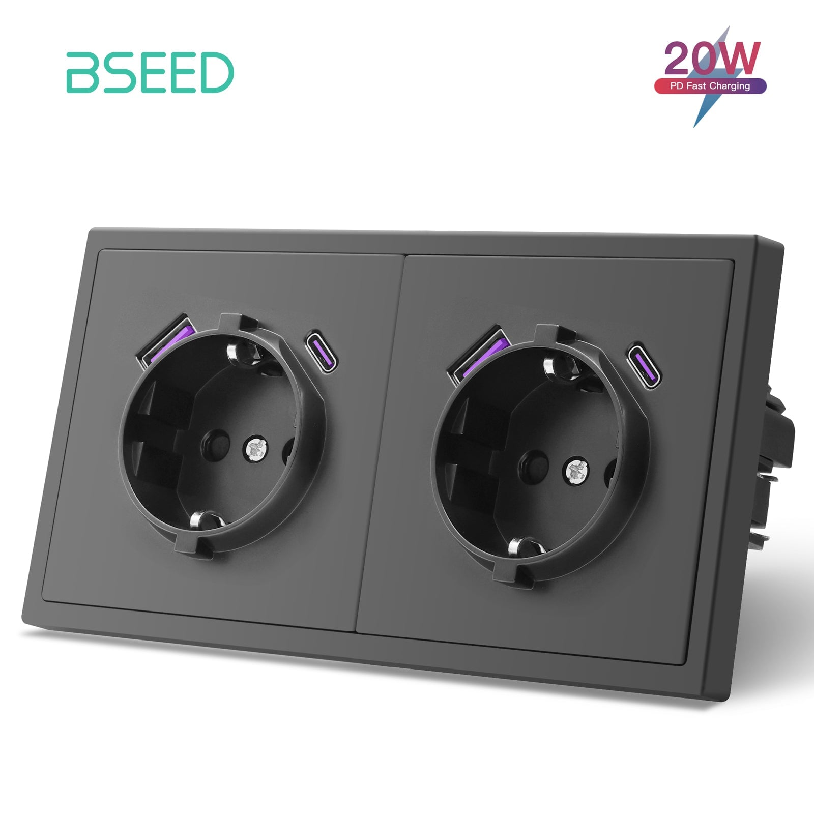 20W Eu Socket With USB&C With Clamping Technique Power Outlets & Sockets Bseedswitch 