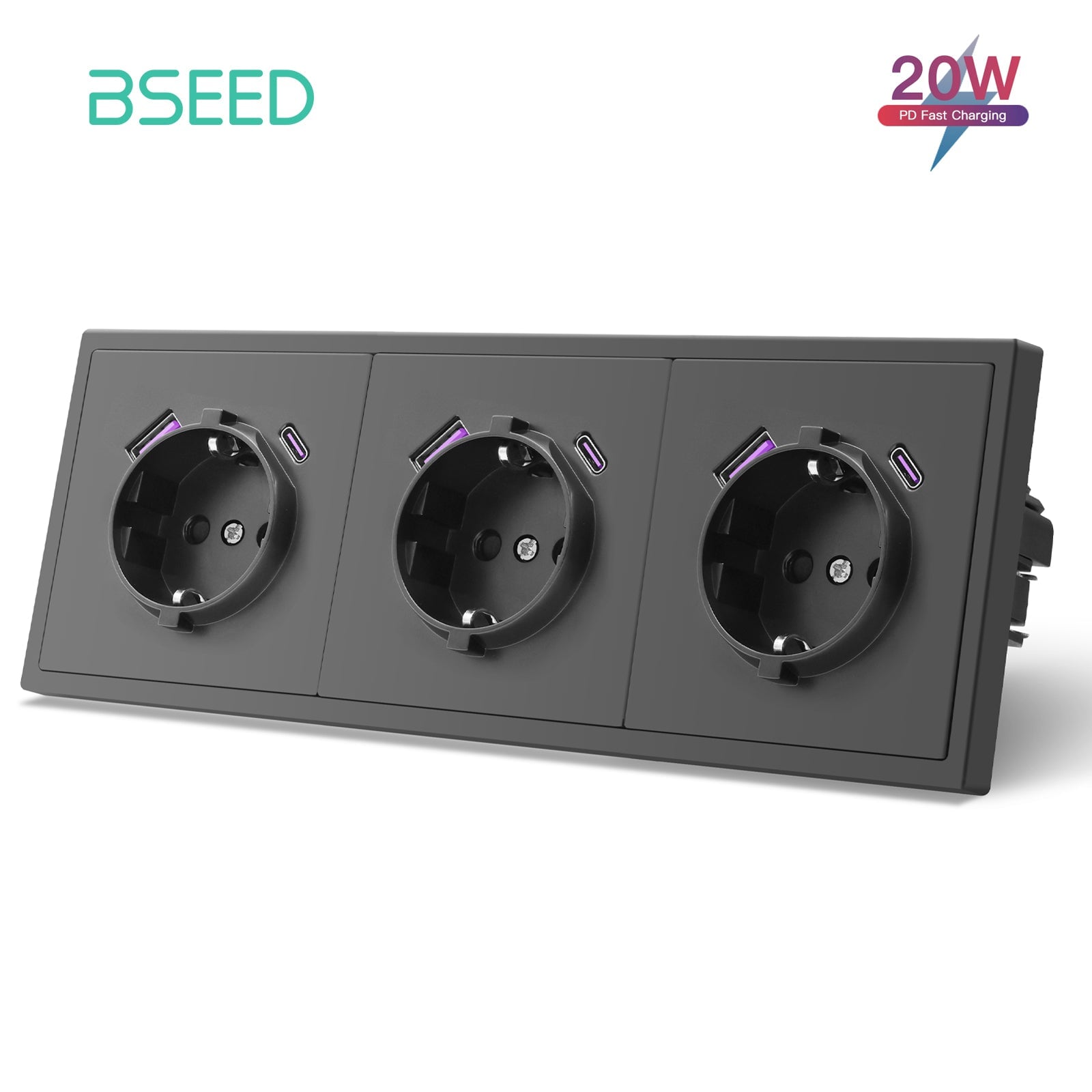 20W Eu Socket With USB&C With Clamping Technique Power Outlets & Sockets Bseedswitch 