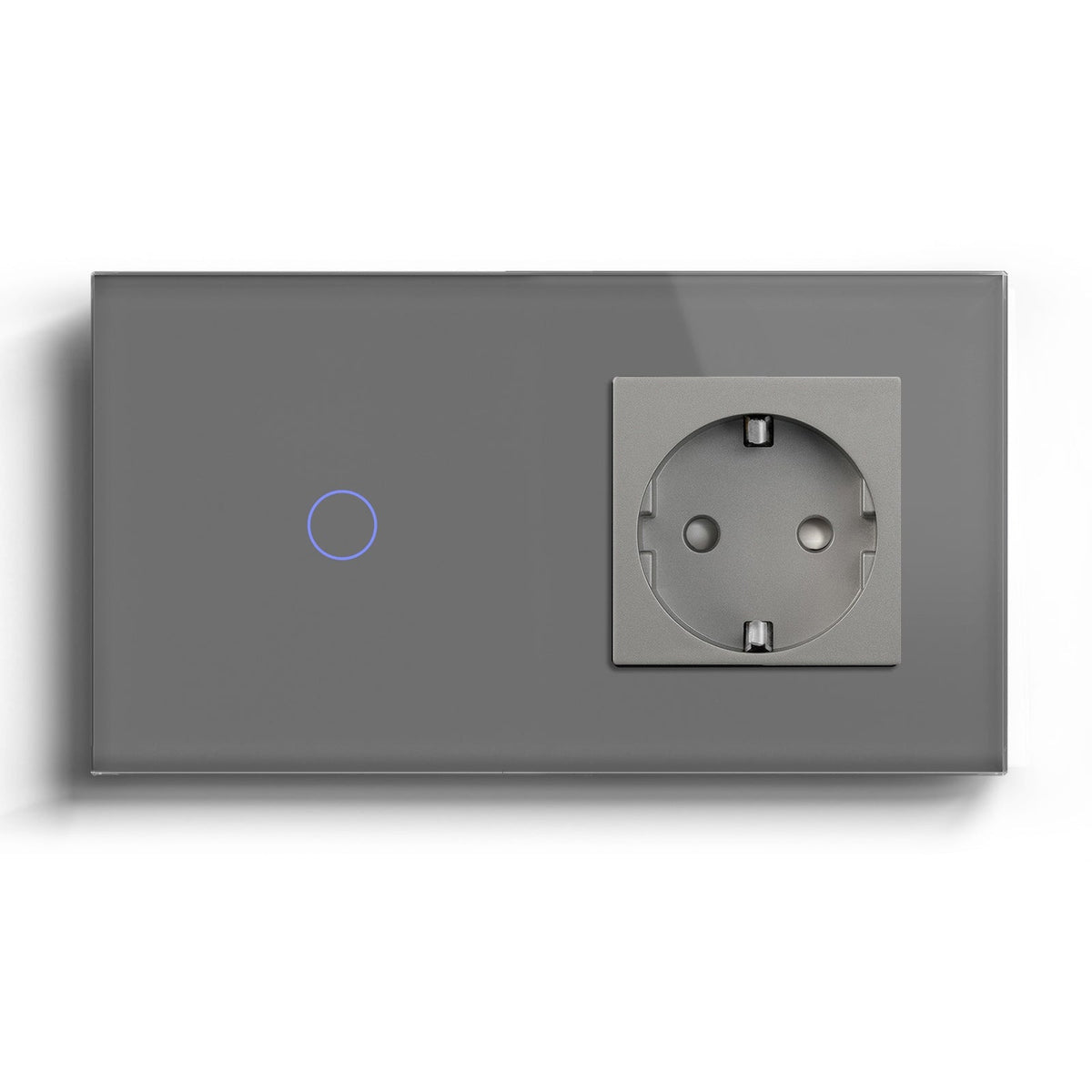 Bseed 1/2/3 Gang 1/2/3 Way Touch Light Switch with Eu Socket 300W Wall Plates & Covers Bseedswitch Grey 1 Gang 1 Way