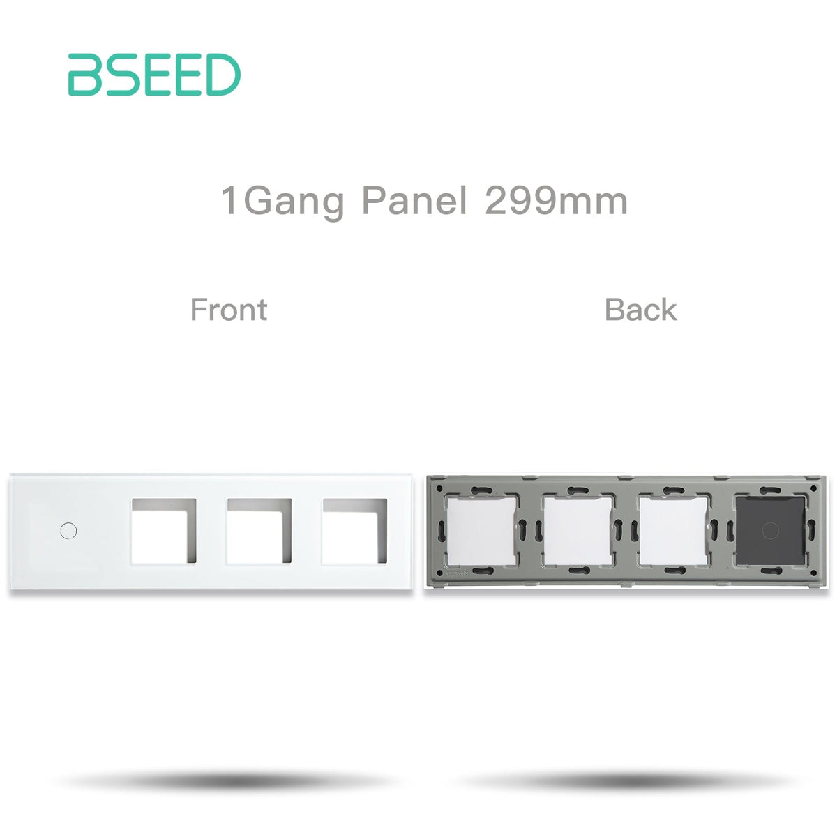 Bseed Panel with Triple Frame Crystal Glass 1/2/3 Gang with 3 Slots Bseedswitch White 1Gang + 3slots 