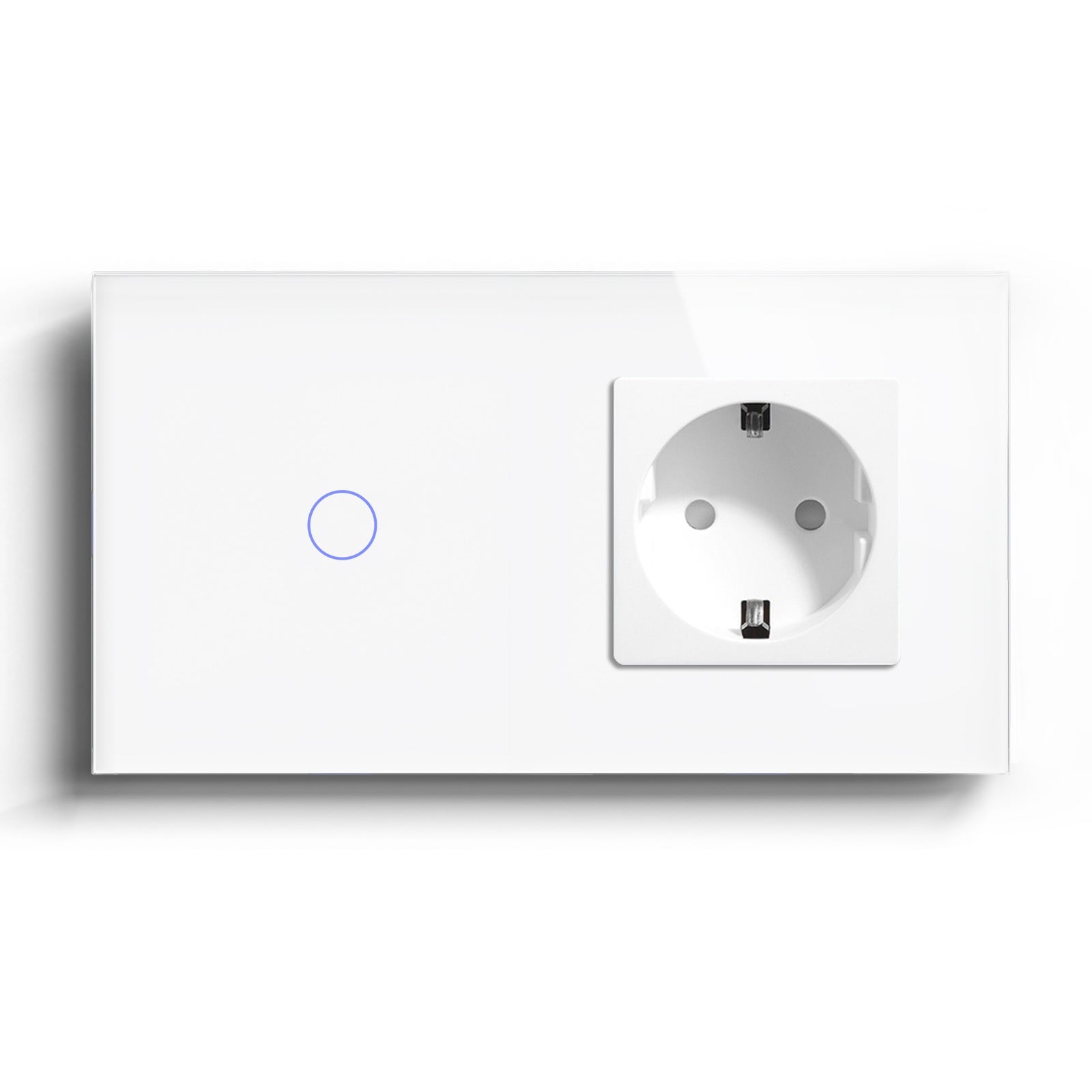 Bseed 1/2/3 Gang 1/2/3 Way Touch Light Switch with Eu Socket 300W Wall Plates & Covers Bseedswitch White 1 Gang 1 Way