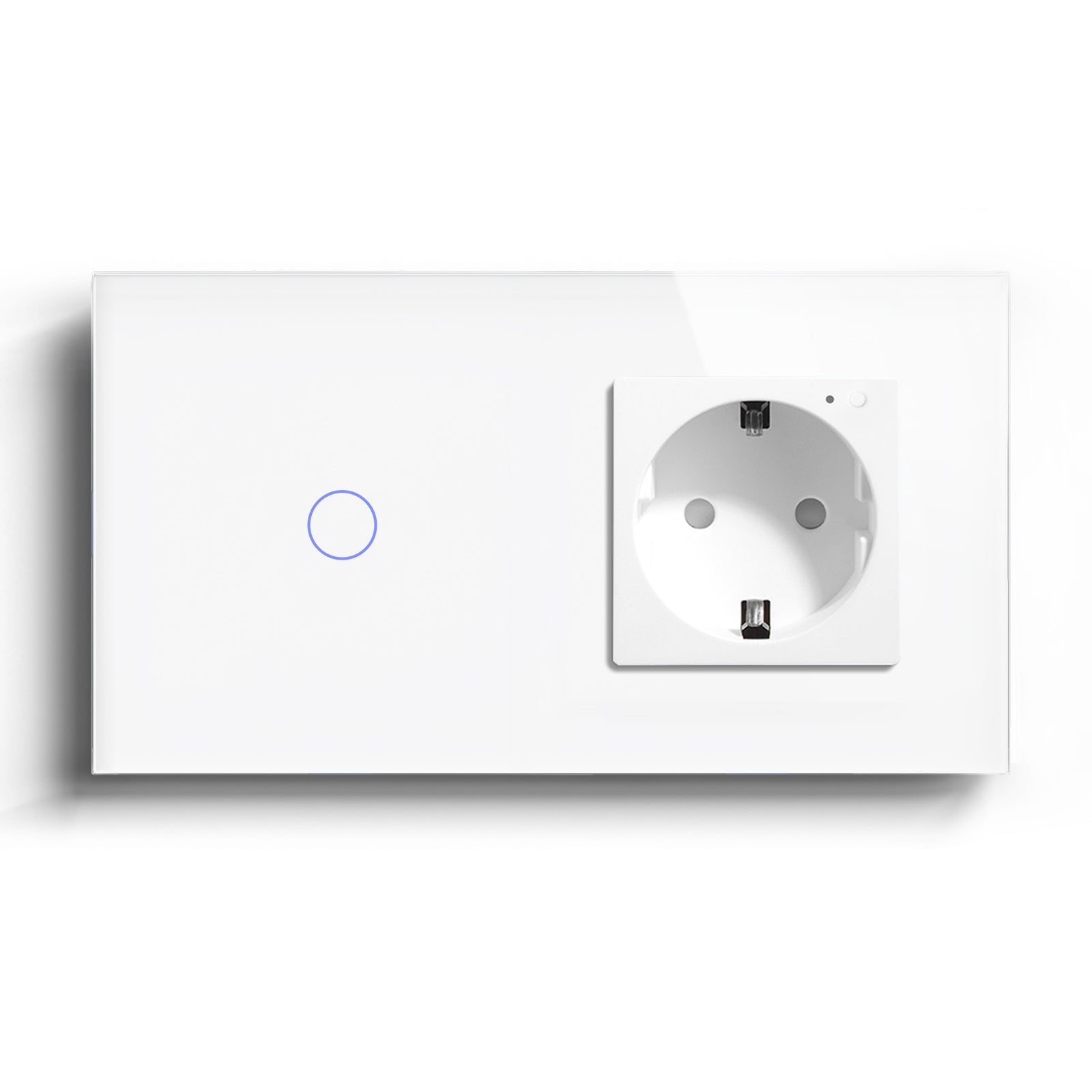 Bseed 1 Gang Smart Wifi Switch With EU Single Wifi Socket 157mm Power Outlets & Sockets Bseedswitch White 1Gang 