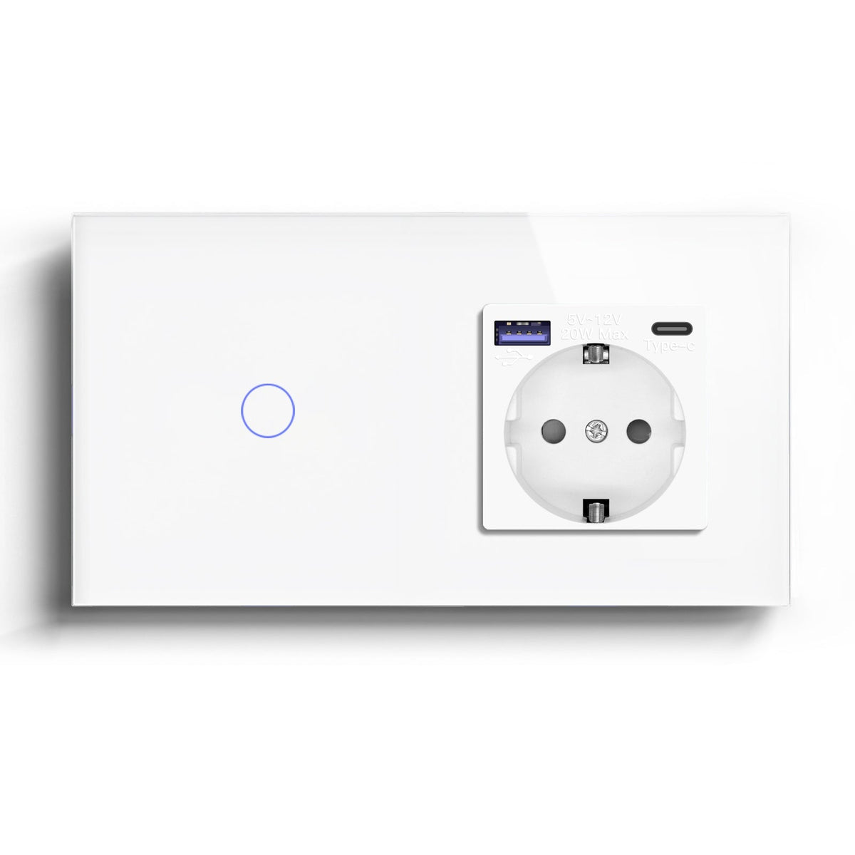 BSEED 1/2/3 Gang Wifi Light Switch Plus EU Wall USB Socket fast charge Type-c Light Switches Bseedswitch White 1Gang 