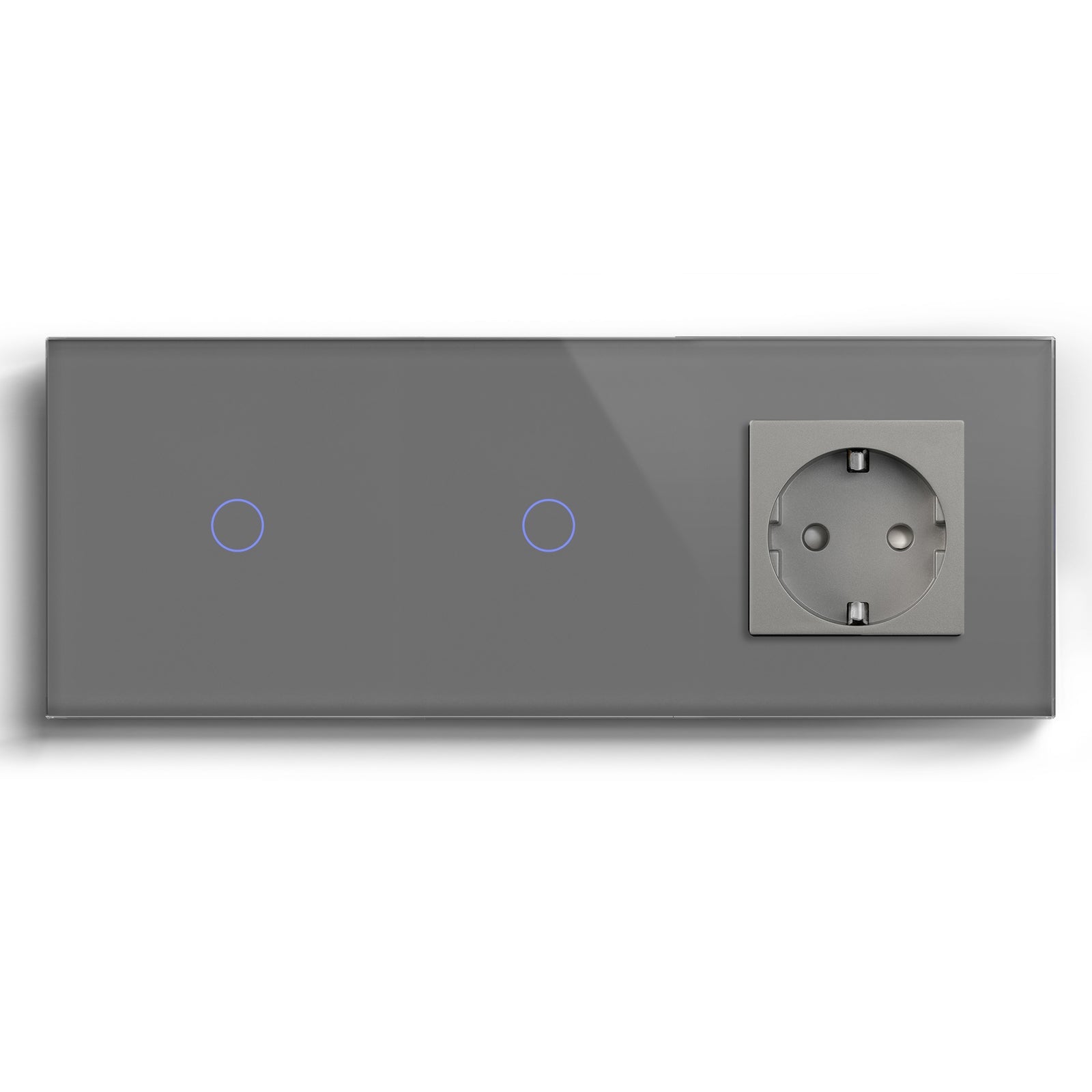 Bseed Smart WiFi Light Switches Multi Control With EU Normal Standard Wall Socket Light Switches Bseedswitch Grey 1Gang + 1Gang + Socket 