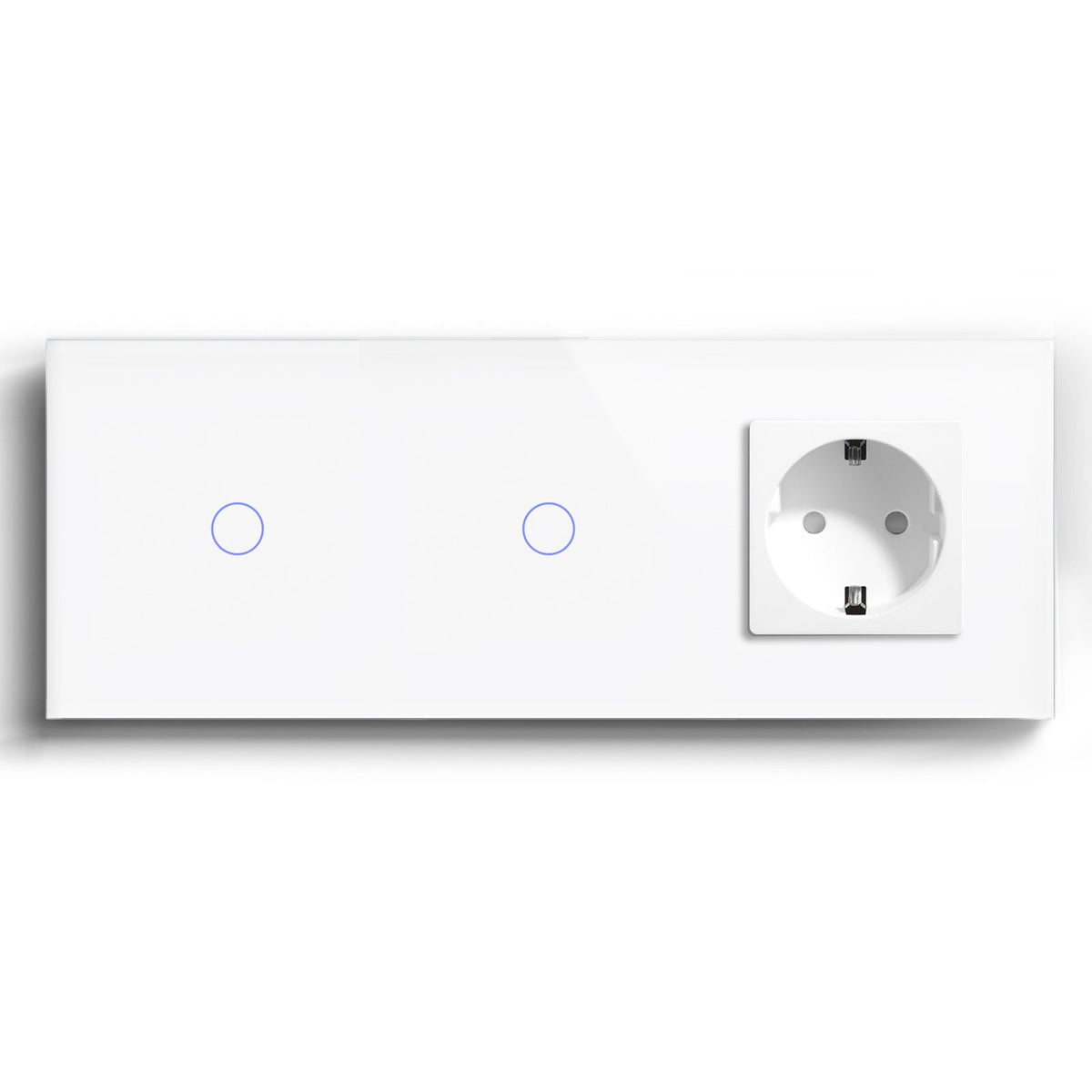 Bseed Smart WiFi Light Switches Multi Control With EU Normal Standard Wall Socket Light Switches Bseedswitch White 1Gang + 1Gang + Socket 