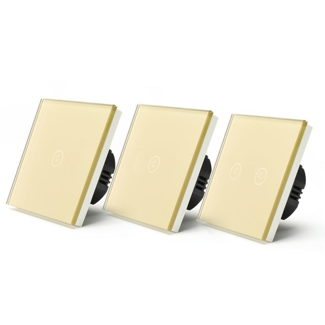 Bseed Smart Wifi Touch Switch 1 Gang 1/2/3 Way Wall Plates & Covers Bseedswitch Golden 3Pcs/Pack 