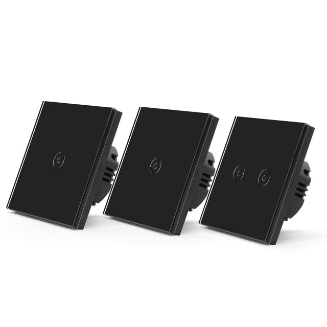Bseed Smart Wifi Touch Switch 1 Gang 1/2/3 Way Wall Plates & Covers Bseedswitch Black 3Pcs/Pack 