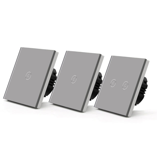 Bseed Smart Wifi Touch Switch 1 Gang 1/2/3 Way Wall Plates & Covers Bseedswitch Grey 3Pcs/Pack 