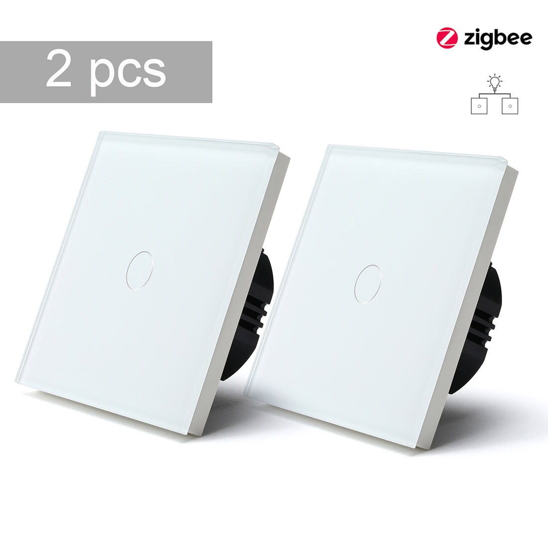 BSEED Zigbee Single Live Line Switch 1/2/3 Gang 1/2/3 Way Wall Smart Light Switch Single Live Line 1/2/3 pack Light Switches Bseedswitch White 1Gang 2 Pcs/Pack