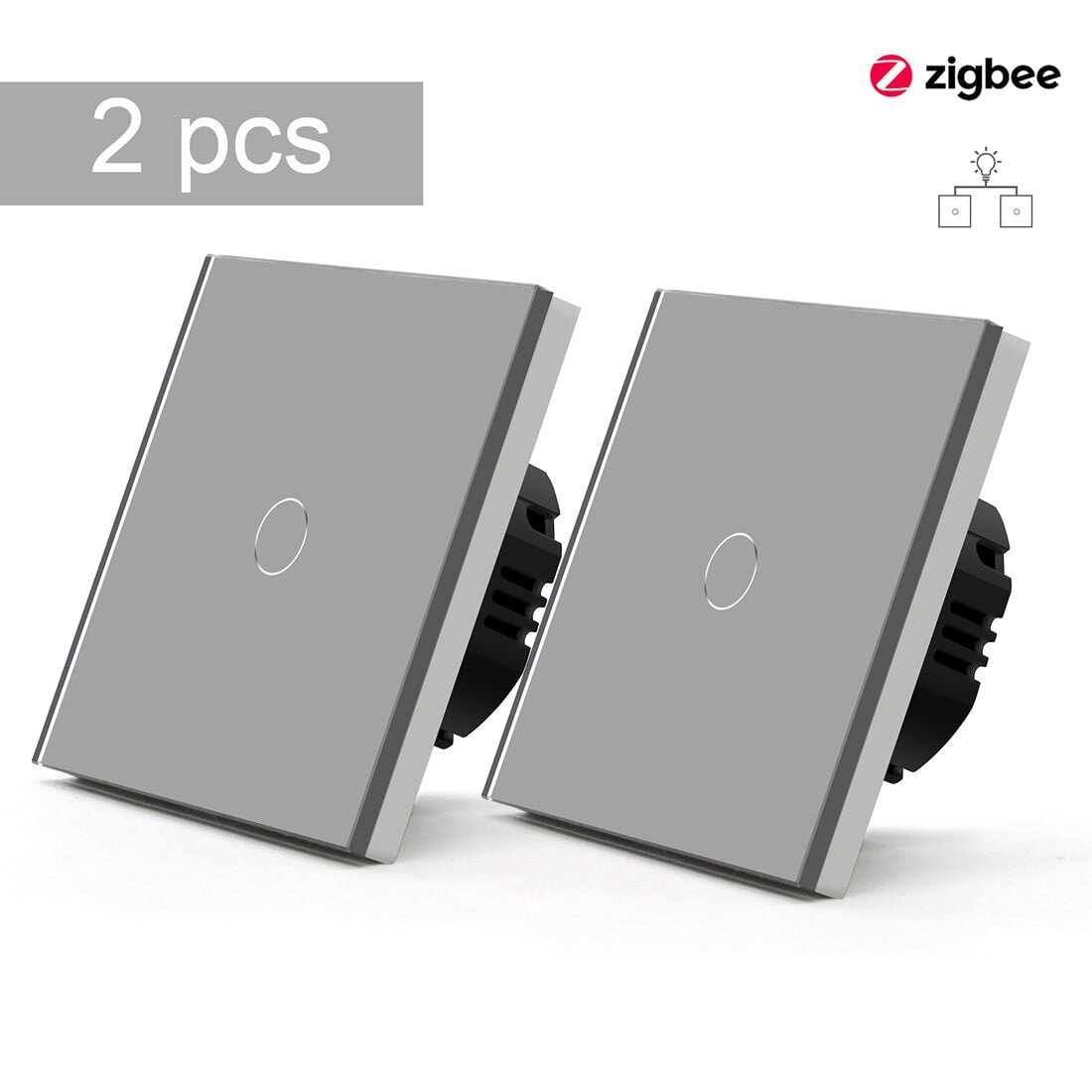 BSEED Zigbee Single Live Line Switch 1/2/3 Gang 1/2/3 Way Wall Smart Light Switch Single Live Line 1/2/3 pack Light Switches Bseedswitch Grey 1Gang 2 Pcs/Pack